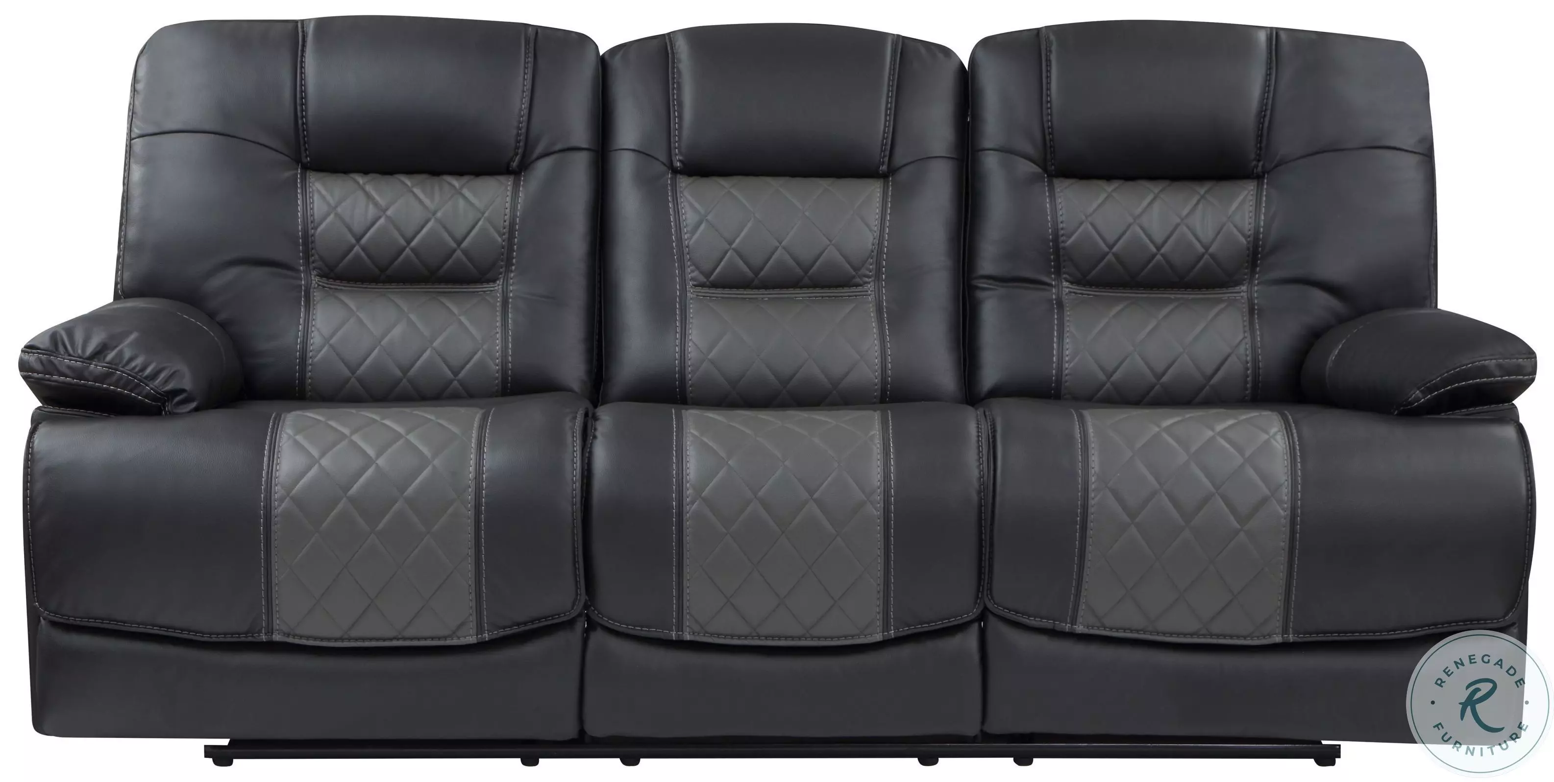 Fabian Two Tone Gray Double Reclining Center Drop Down Sofa From