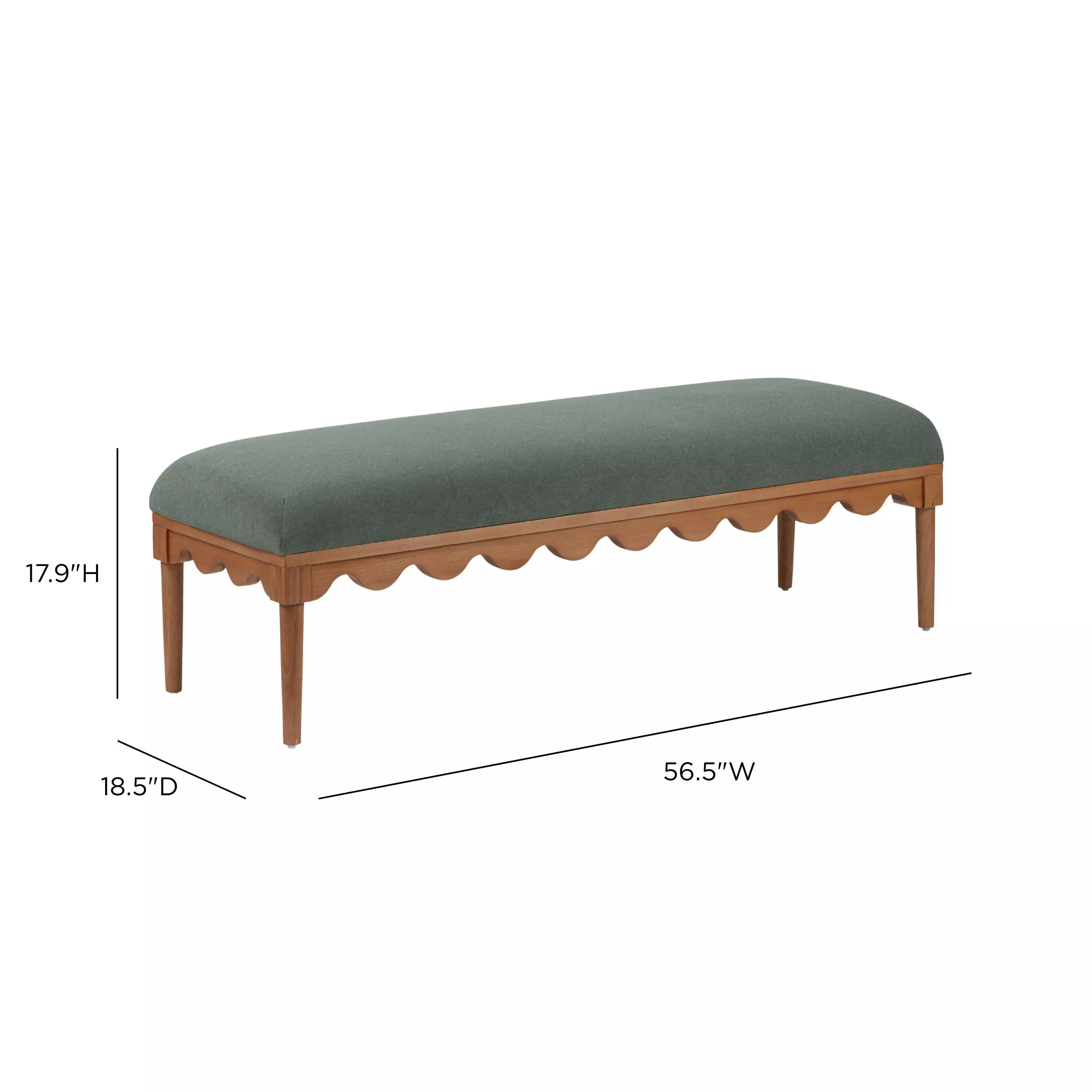 Oodle Green Performance Fabric Upholstered Accent Bench