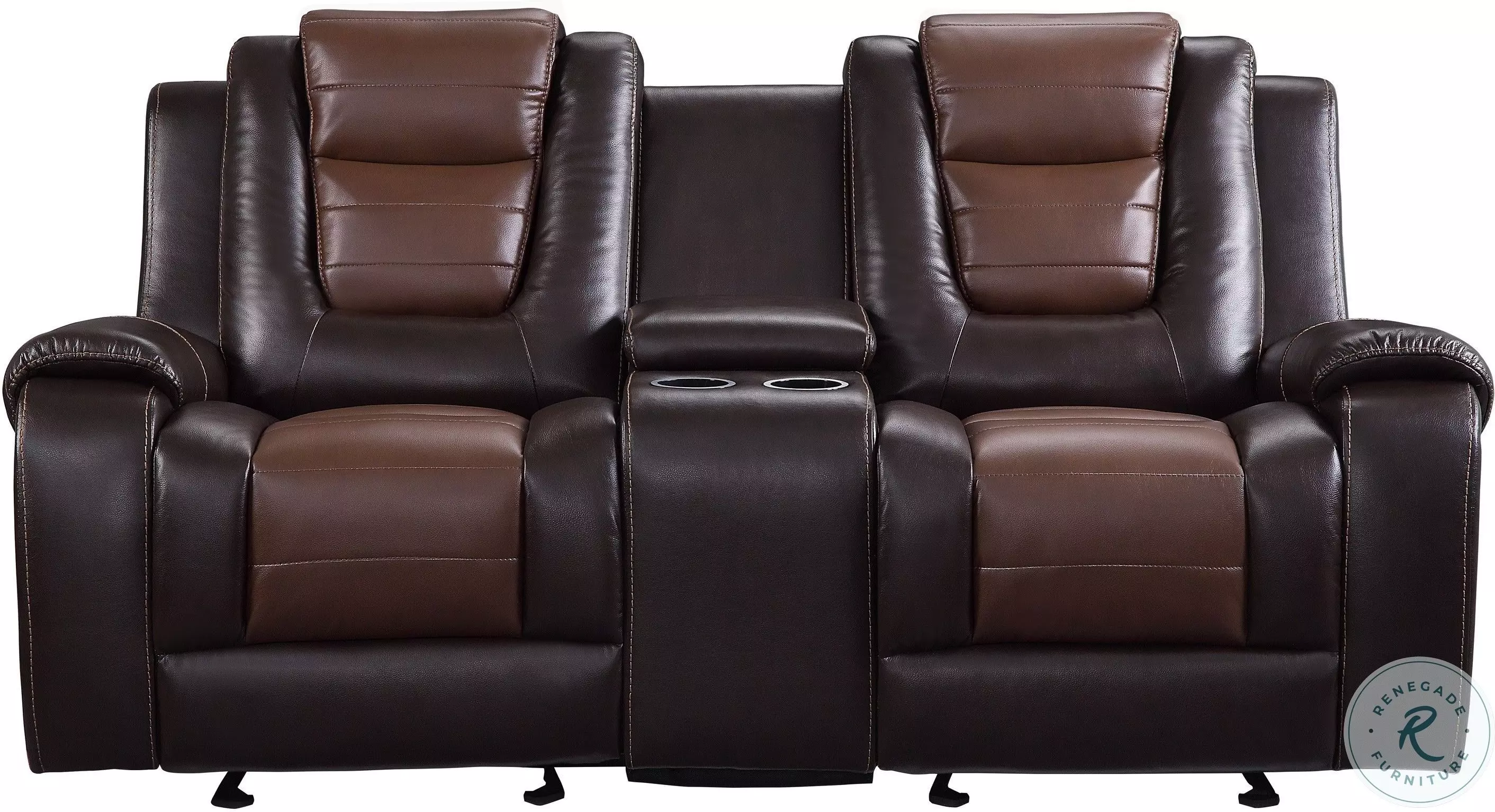 Briscoe Light And Dark Brown Double Glider Reclining Console