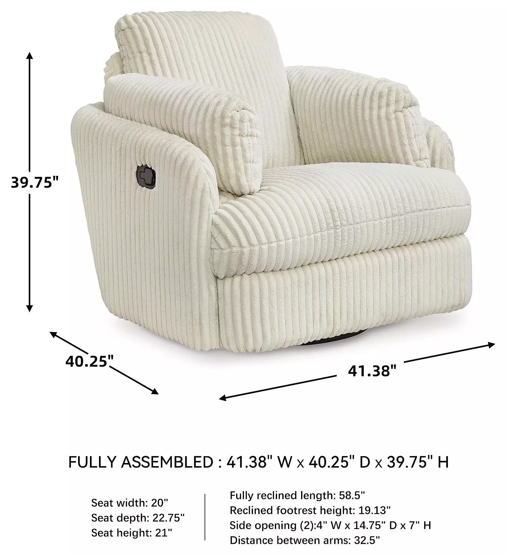 Tie Breaker Ivory Swivel Glider Recliner