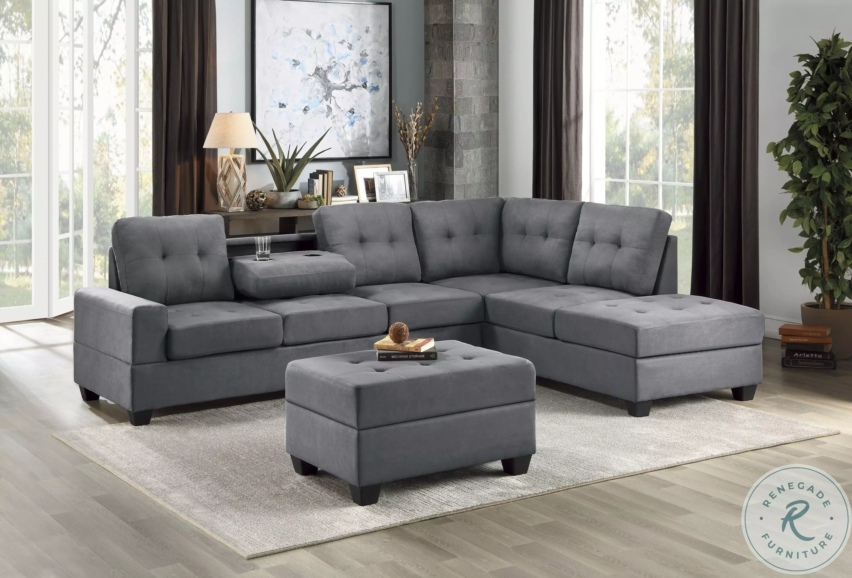 Maston Dark Gray Ottoman With Storage from Homelegance