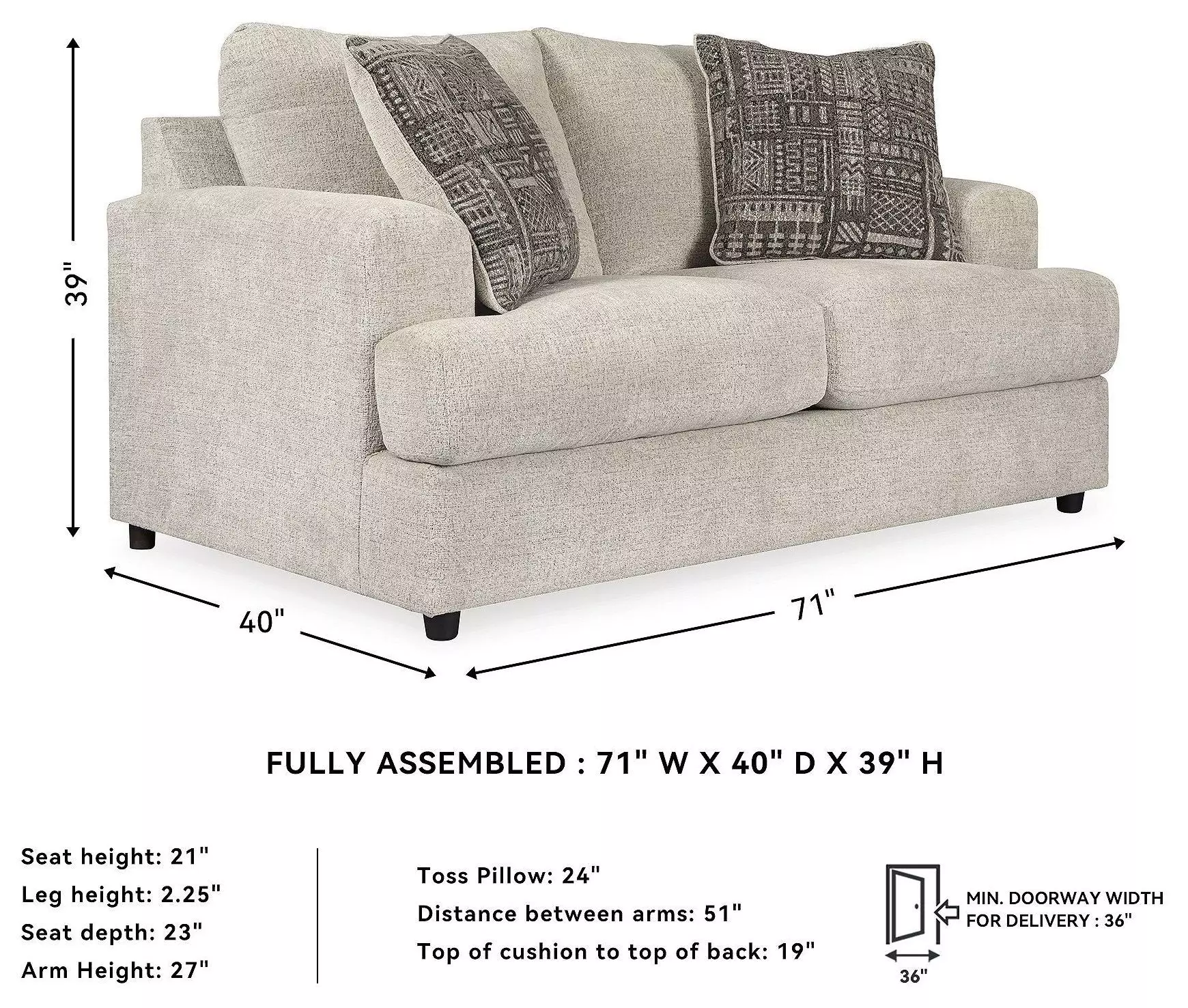 Soletren Stone 71" Loveseat