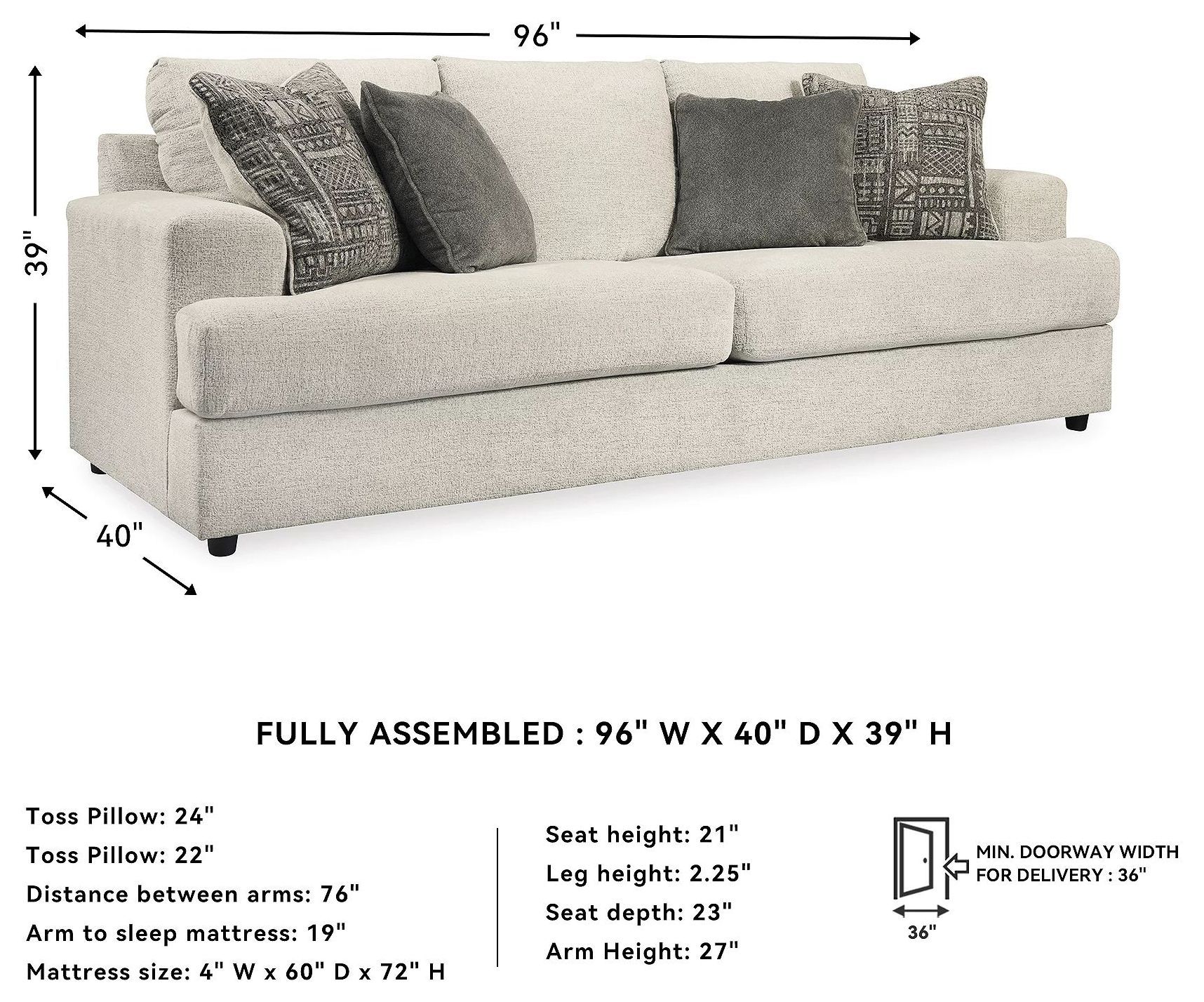 Soletren Stone Queen Sofa Sleeper