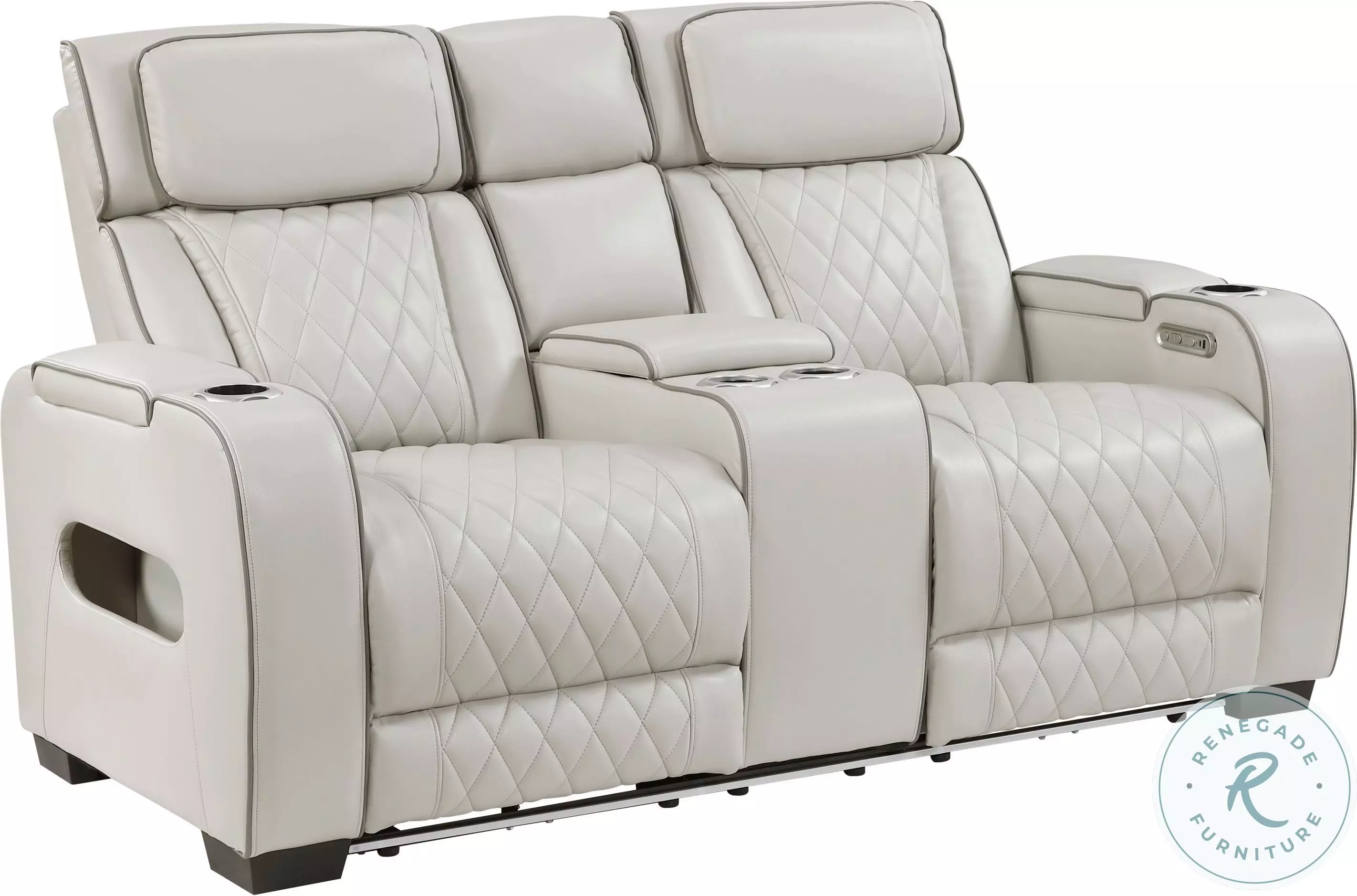 Fairway Taupe Double Power Reclining Console Loveseat with Power