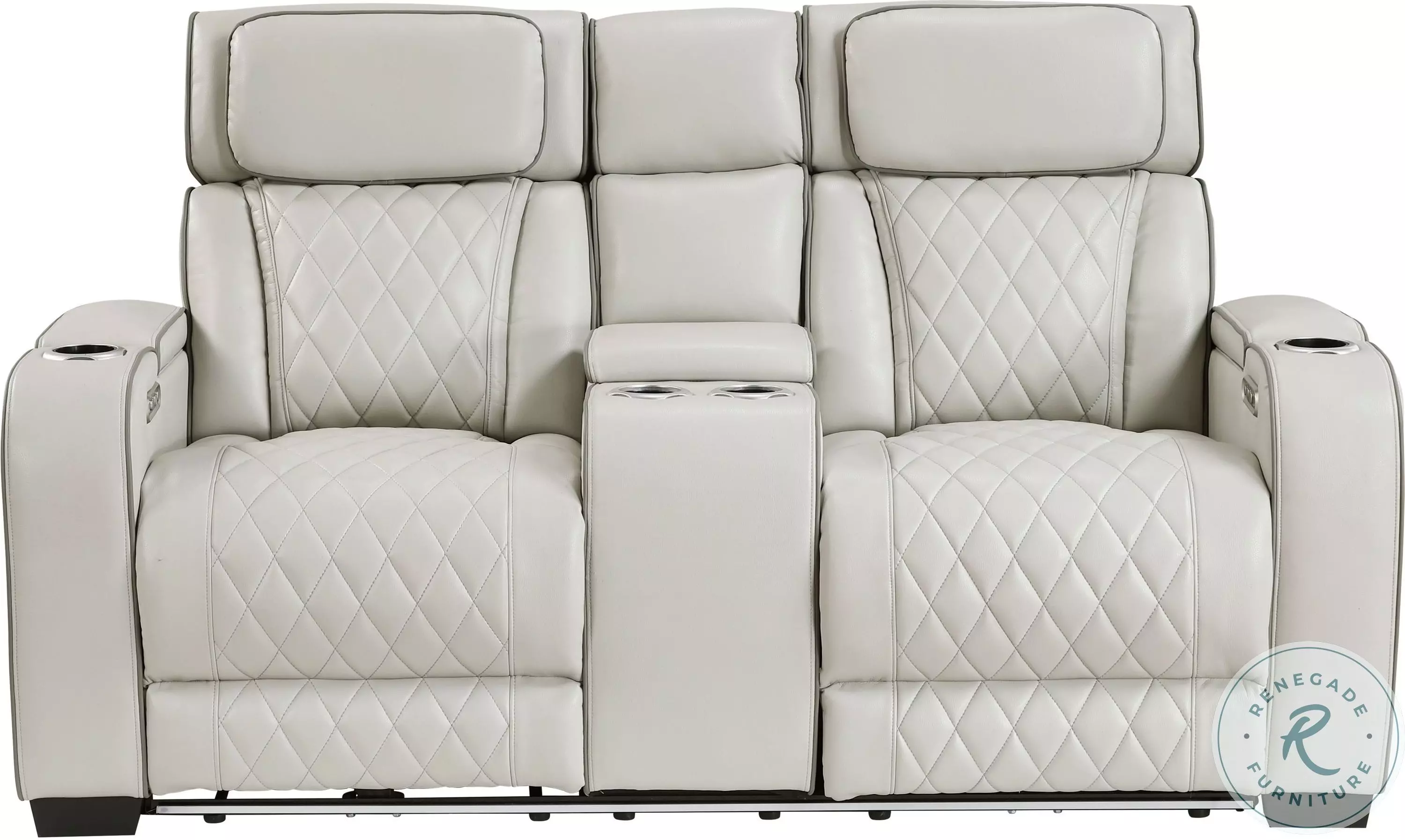 Fairway Taupe Double Power Reclining Console Loveseat with Power