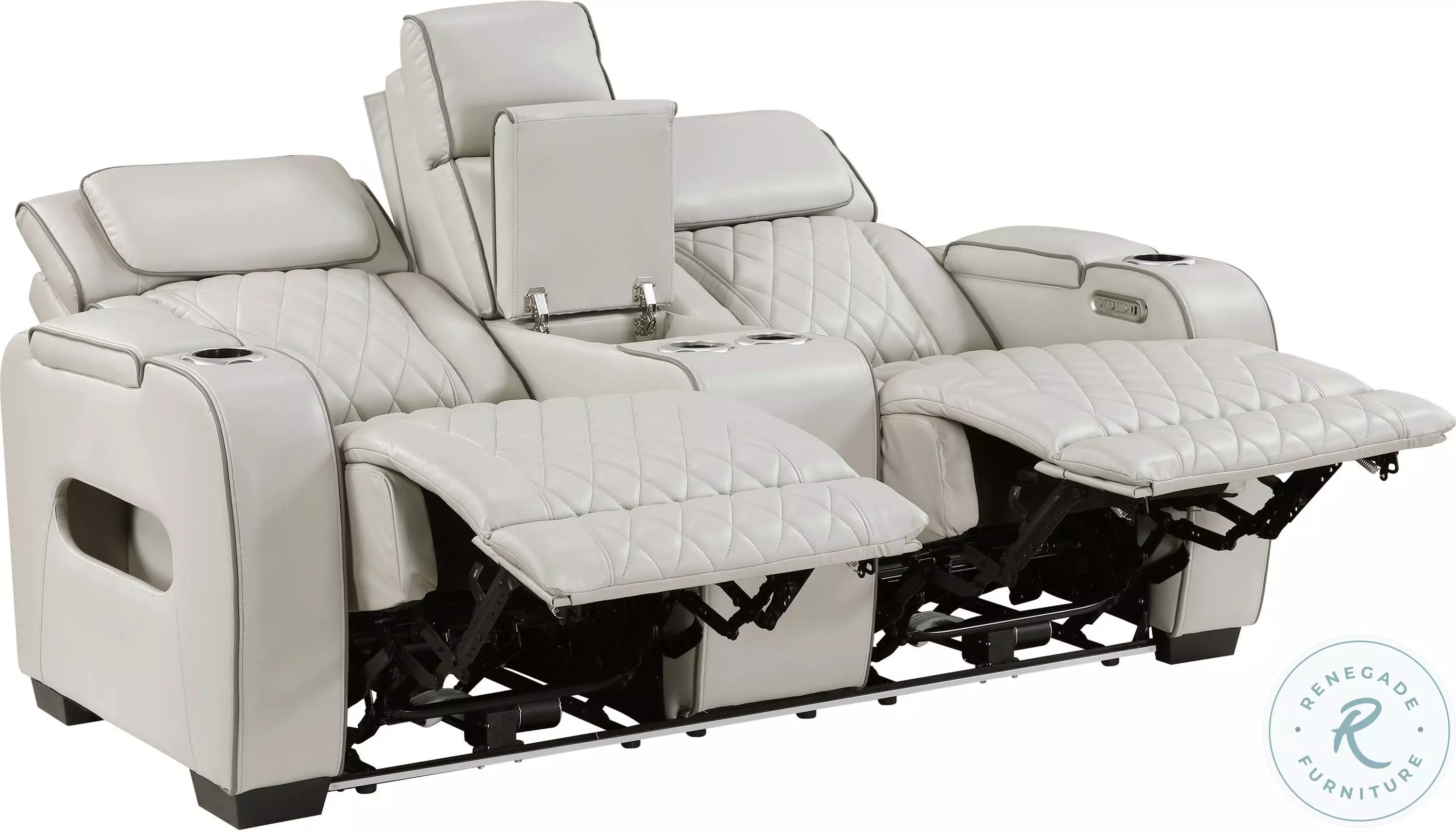 Fairway Taupe Double Power Reclining Console Loveseat with Power