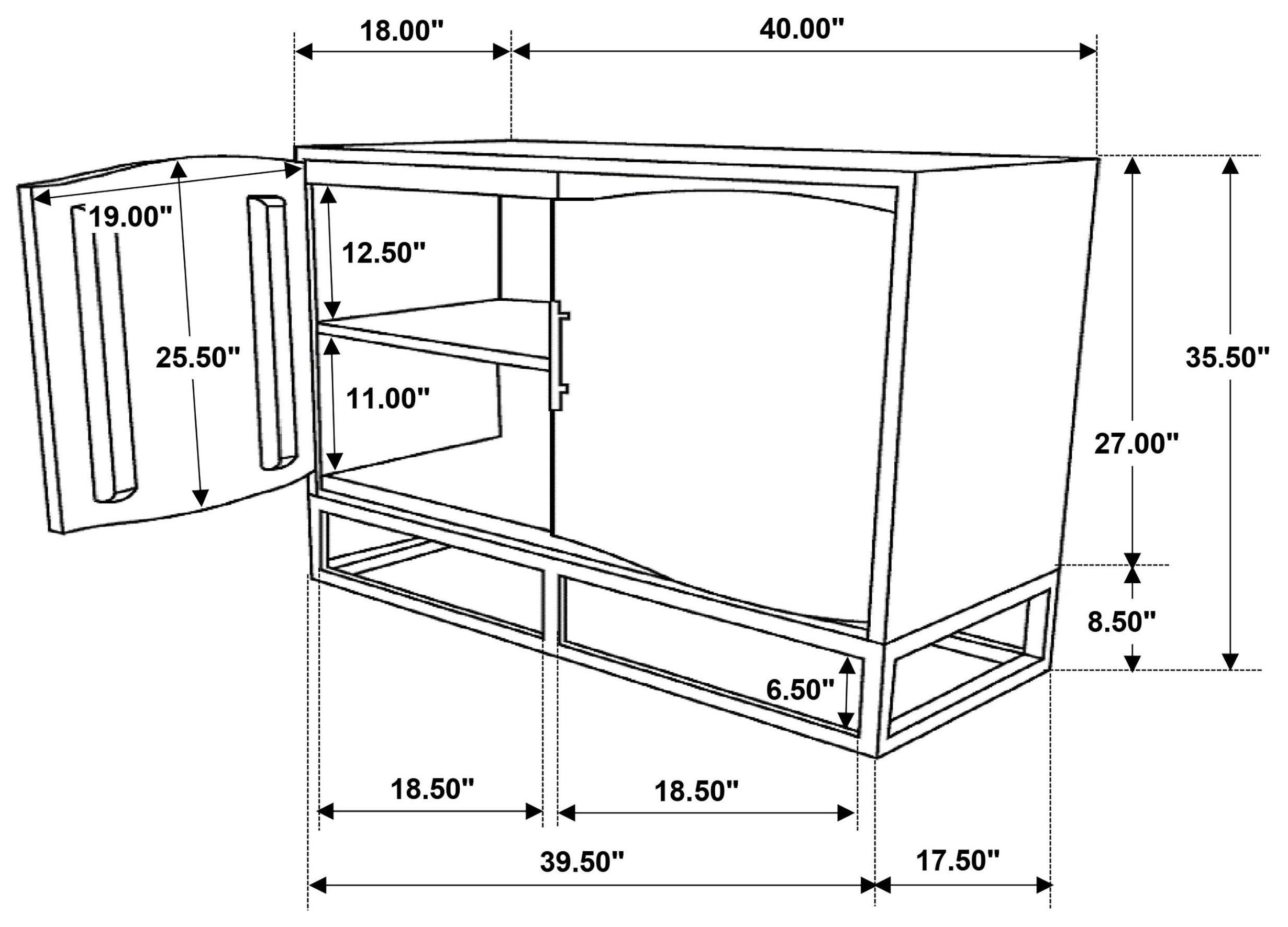 Zara Black Walnut And Gold 2 Door Accent Cabinet