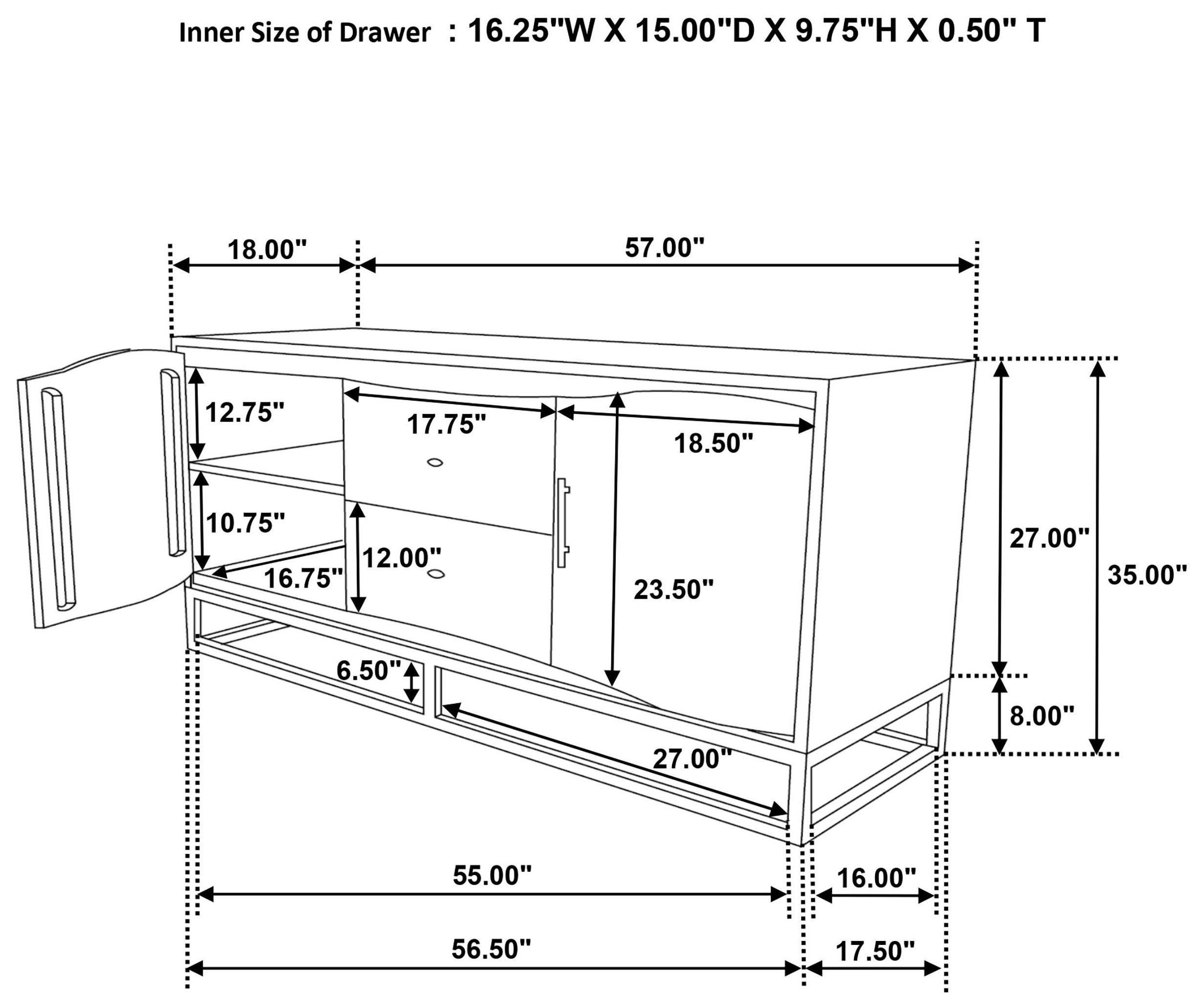 Zara Black Walnut And Gold 2 Drawer Accent Cabinet