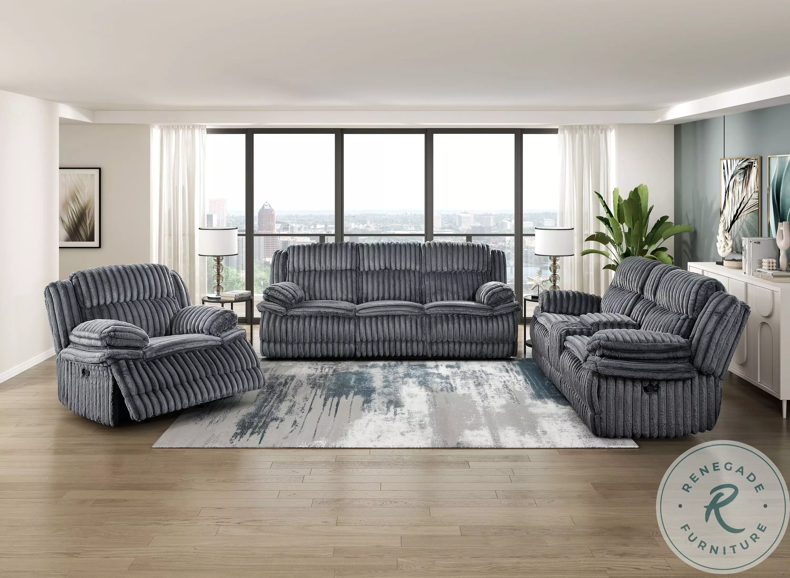 クレモア クラシックフライ70#3-4 Goodland Dark Gray Double Reclining Living Room Set from