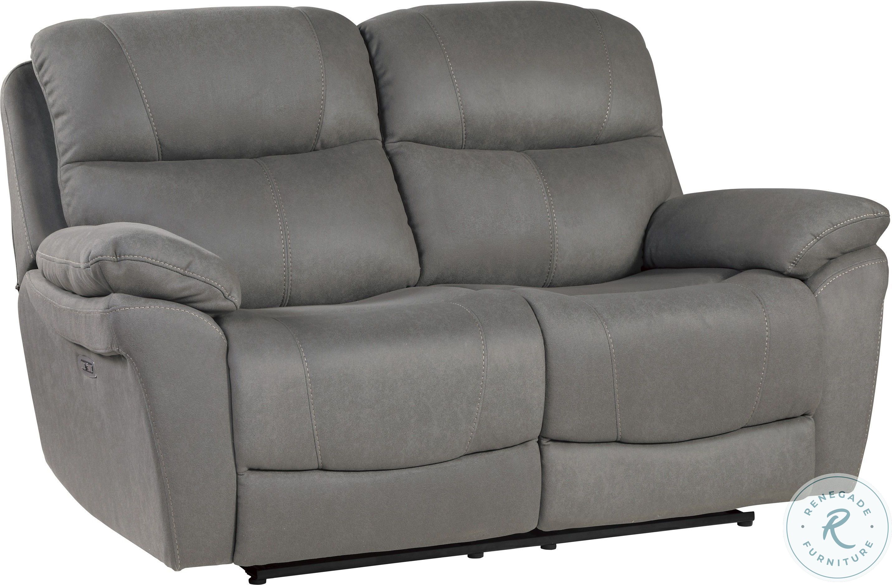 Longvale Gray Power Double Reclining Loveseat With Power Headrests from