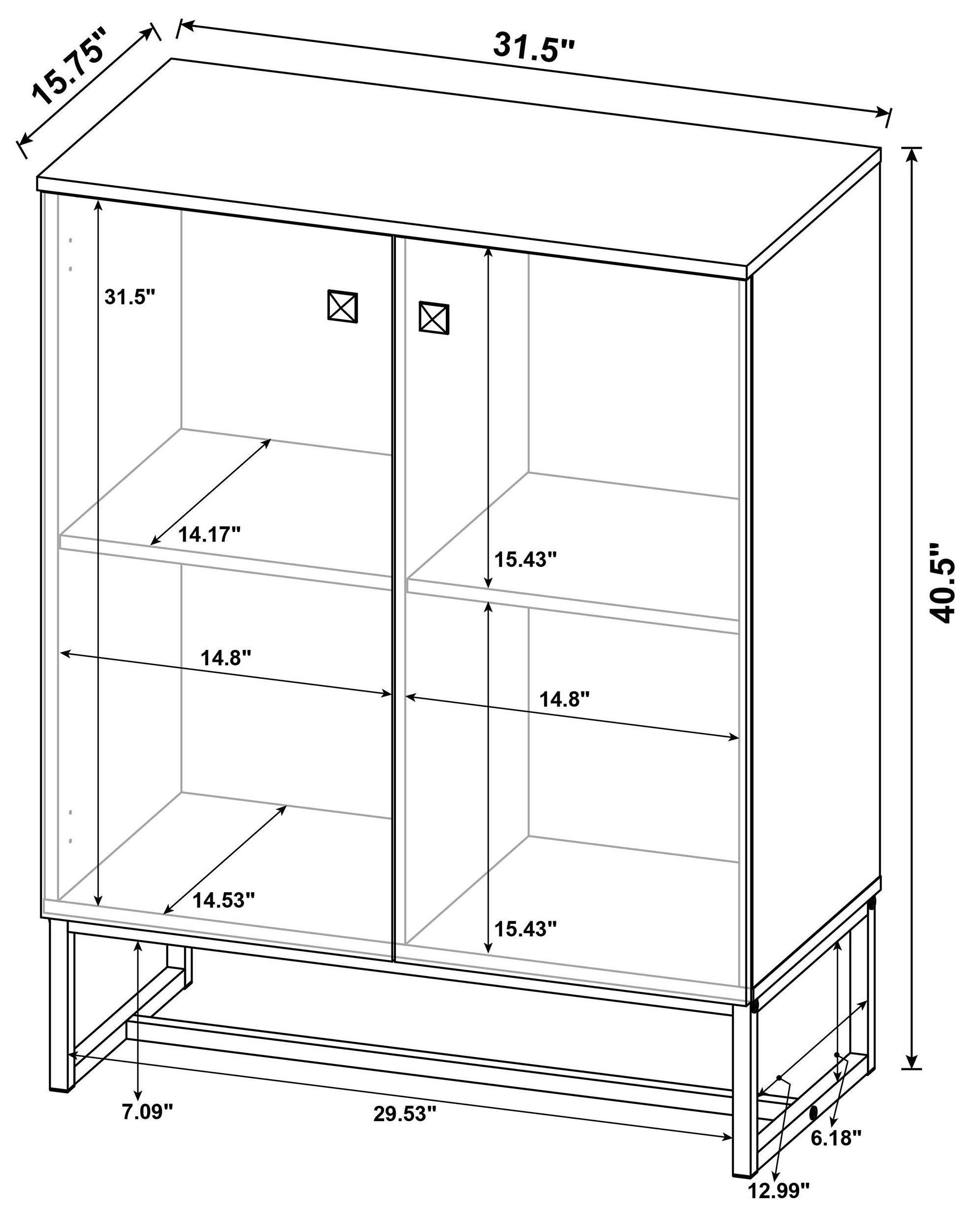 Carolyn Rustic Oak And Gunmetal 2 Door Accent Cabinet