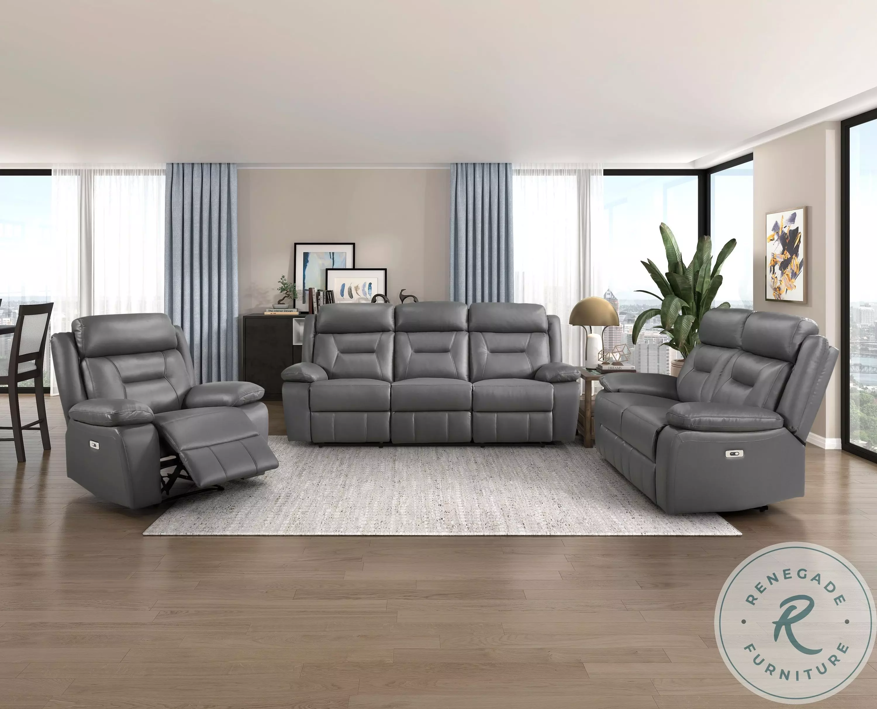 Laconia Dark Gray Double Power Reclining Living Room Set from