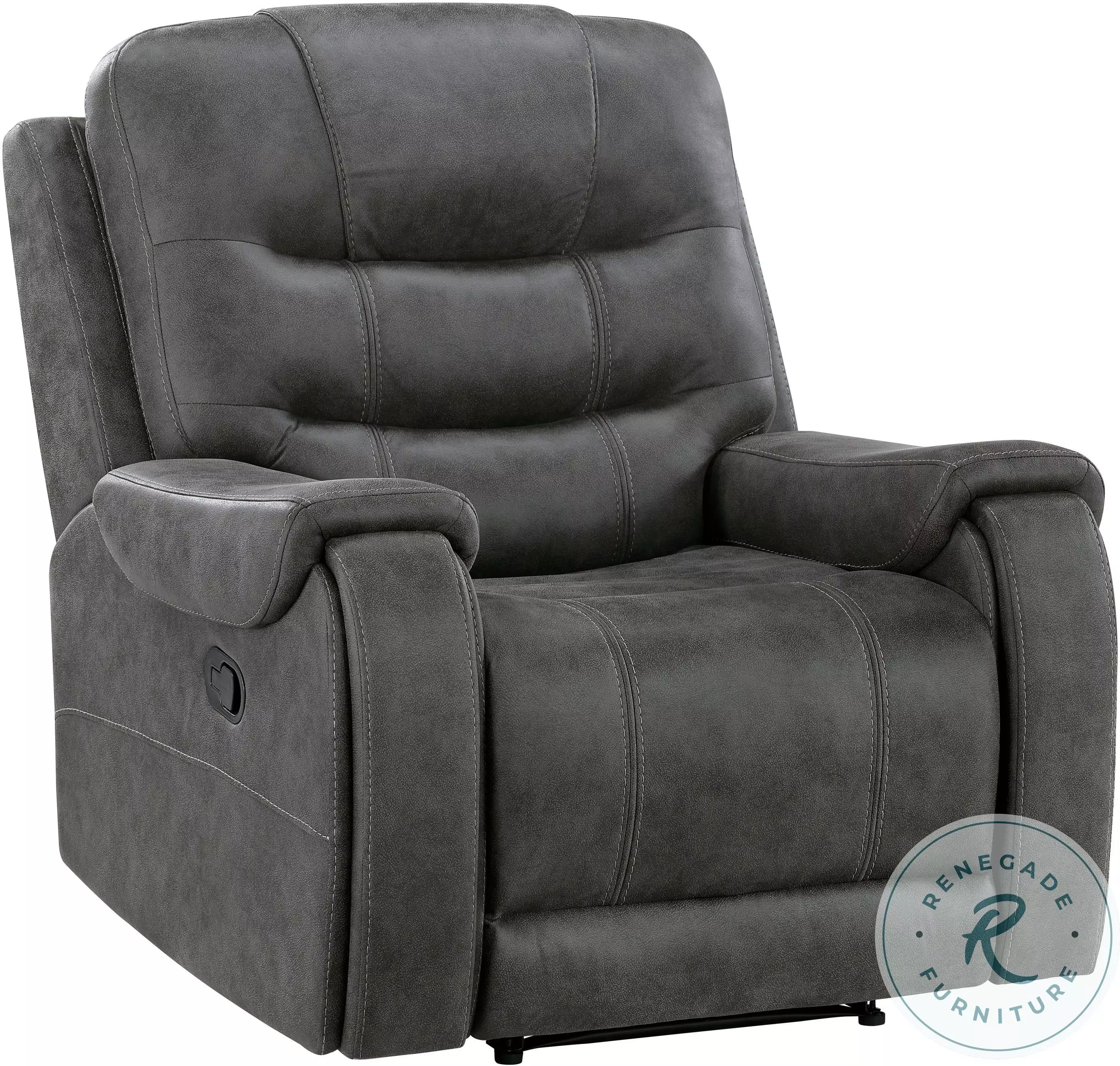 Oberon Dark Gray Recliner From Homelegance | Coleman Furniture