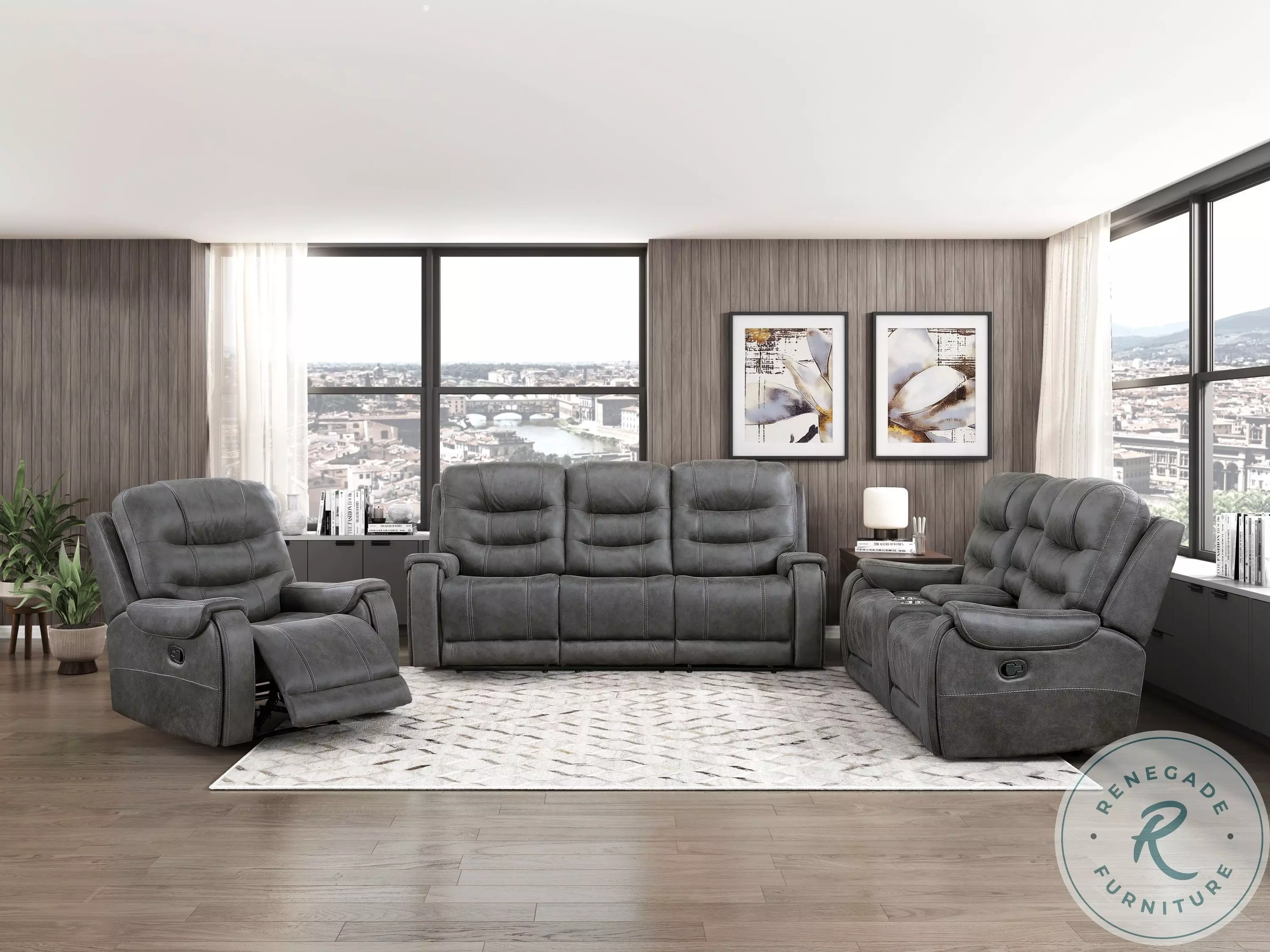 Oberon Dark Gray Recliner From Homelegance | Home Gallery Stores