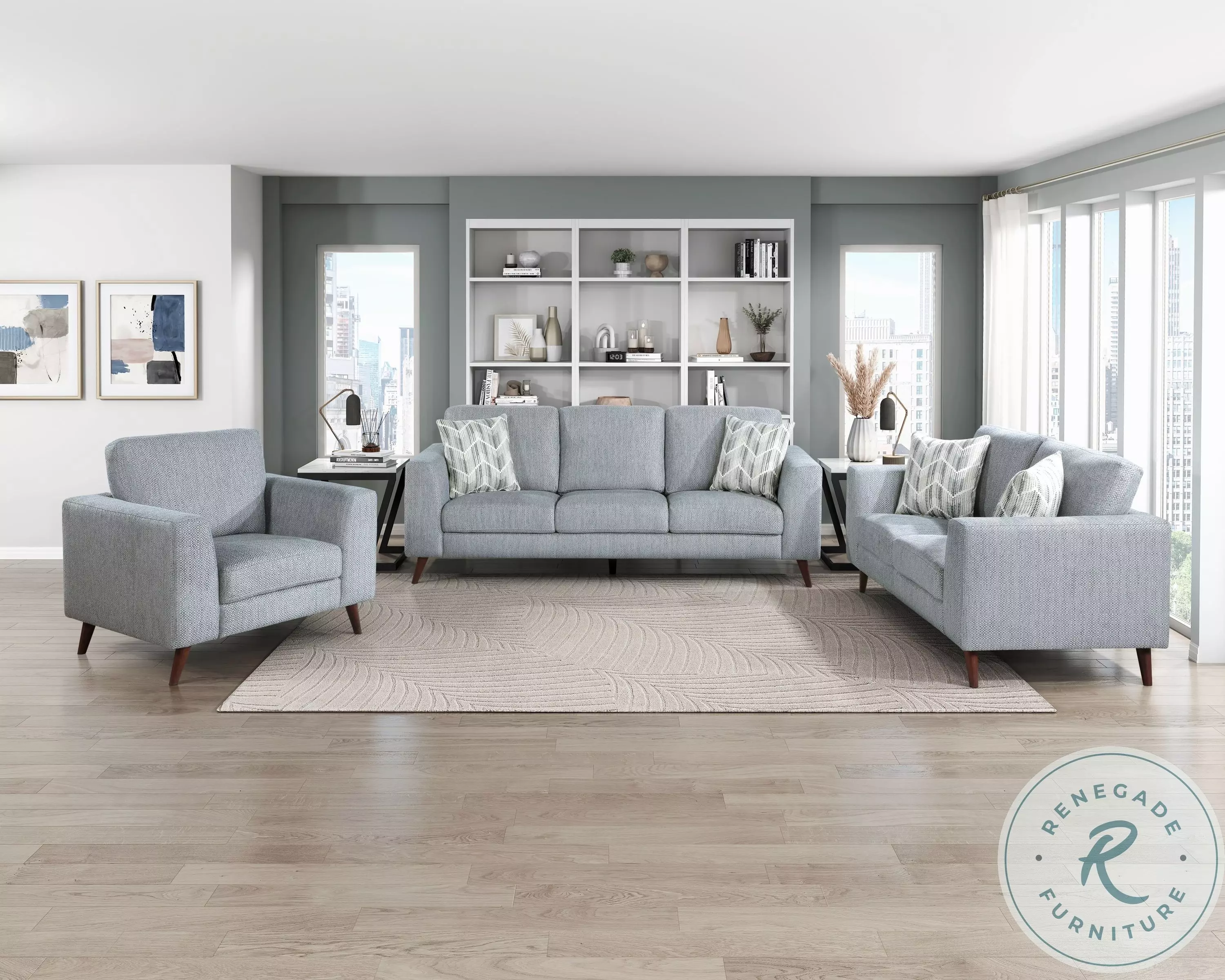 Broadway Blue Gray Living Room Set from Homelegance | Coleman Furniture