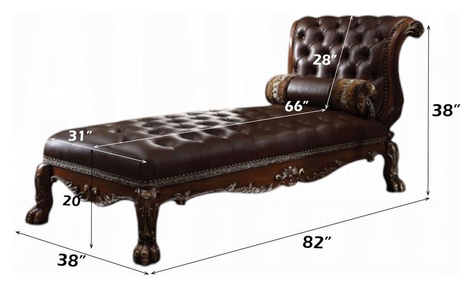 Dresden Cherry Oak 82" Chaise with Pillow and Nailhead Trim