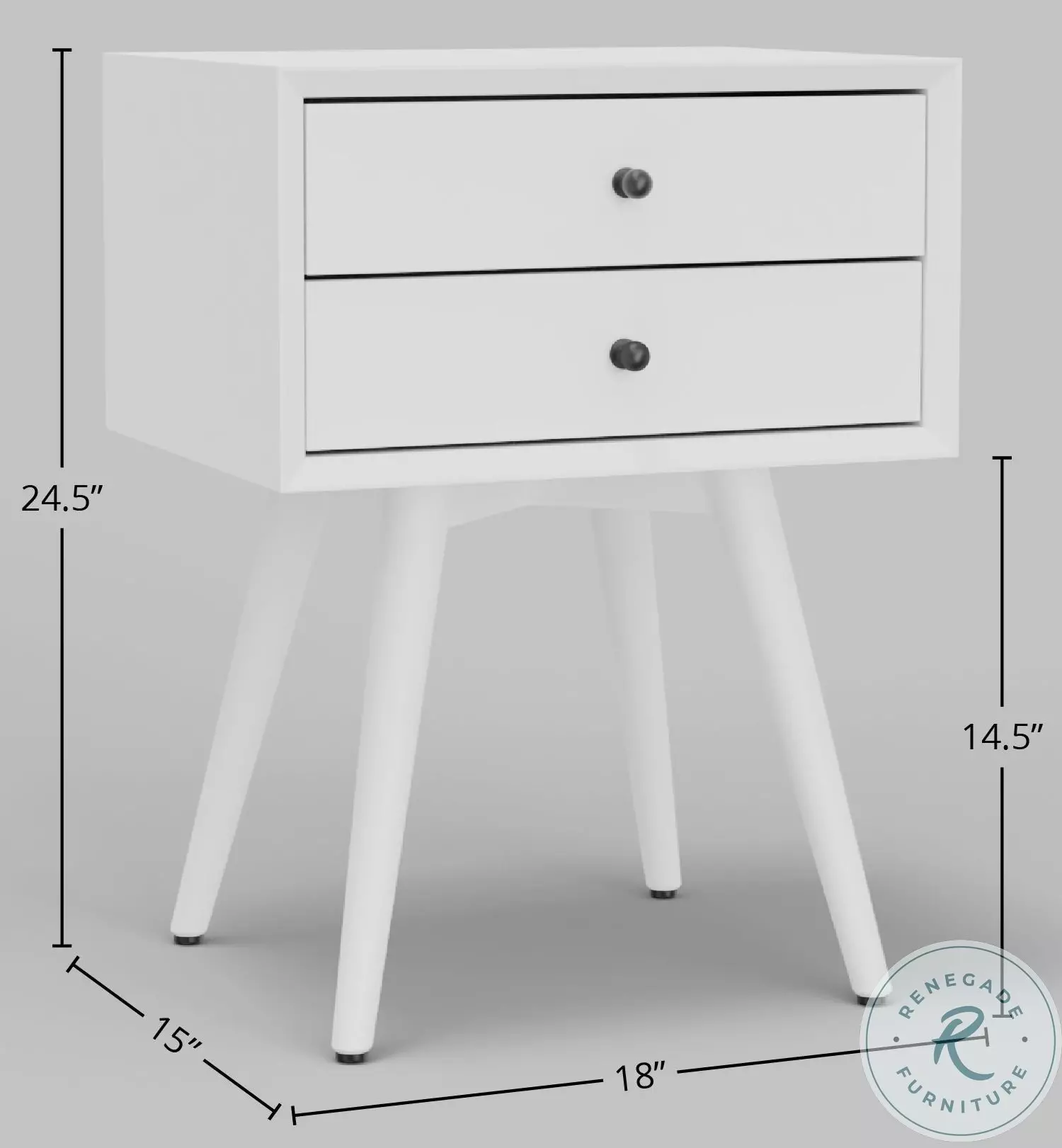 Flynn White Small Nightstand