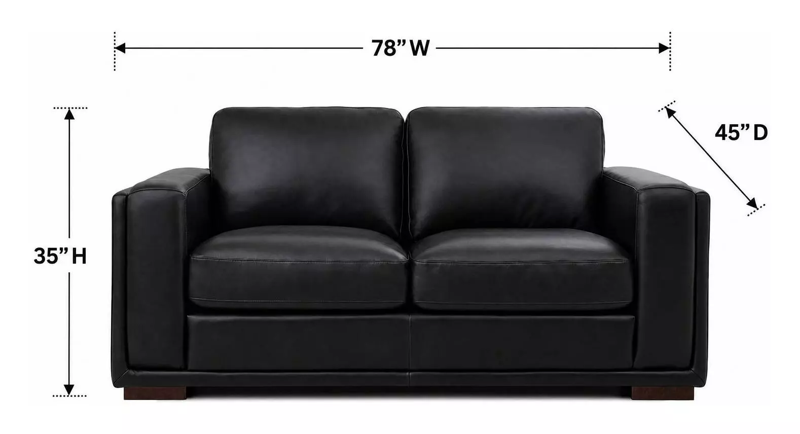 Lorenzo Black Leather 78" Loveseat