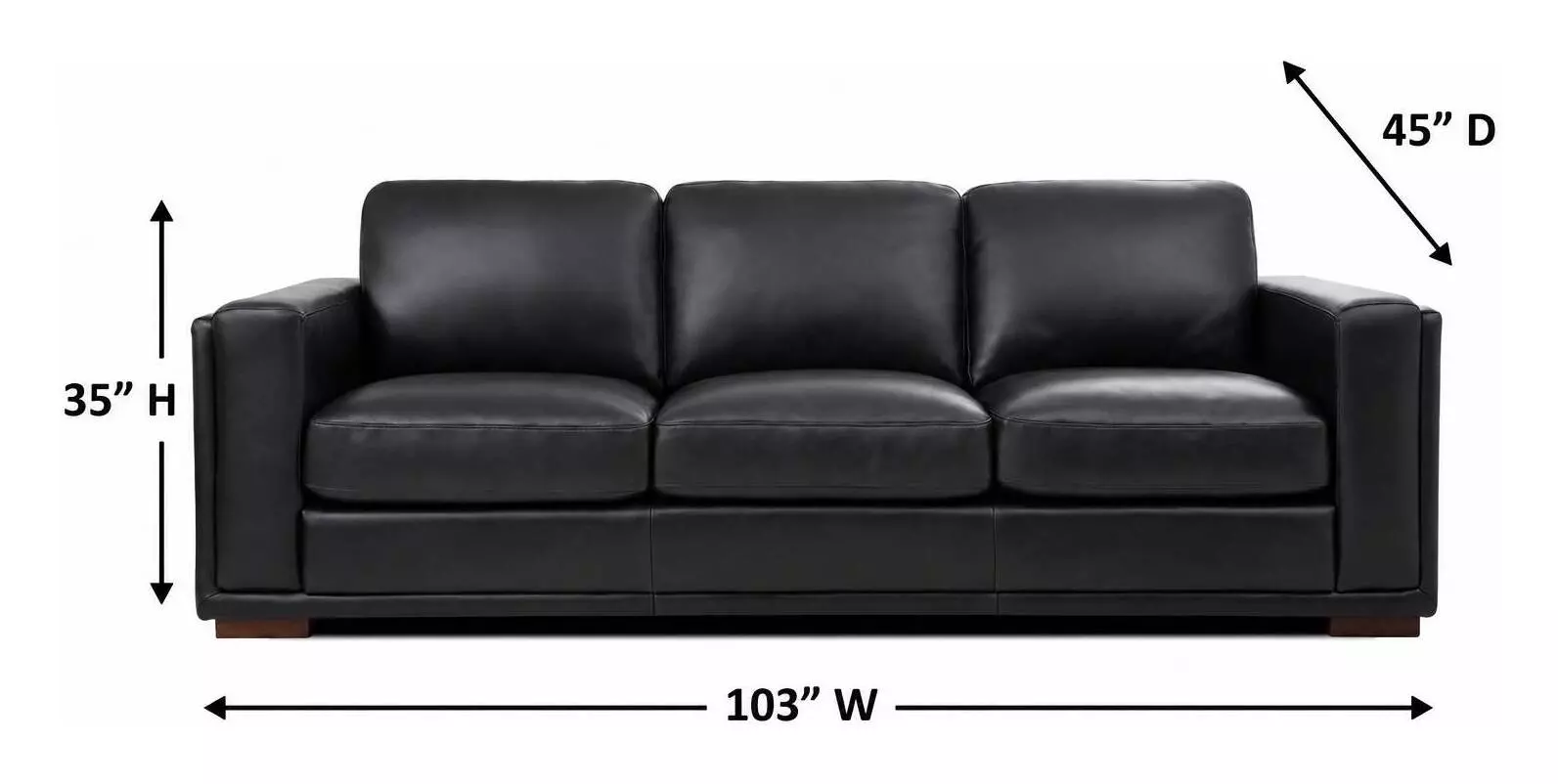 Lorenzo Black Leather 103" Sofa