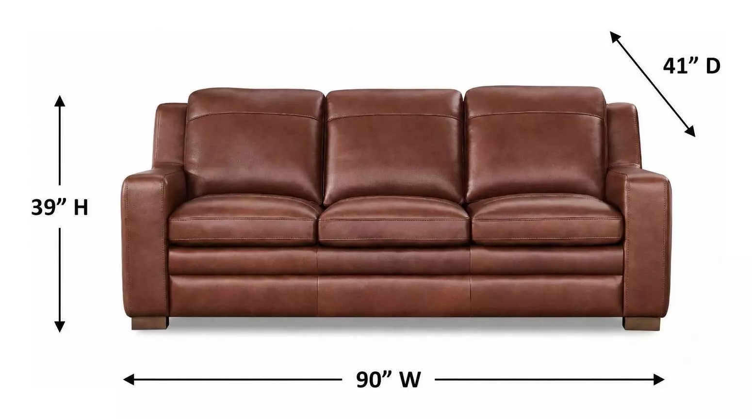 Ellery Brown Auburn Leather 90" Sofa
