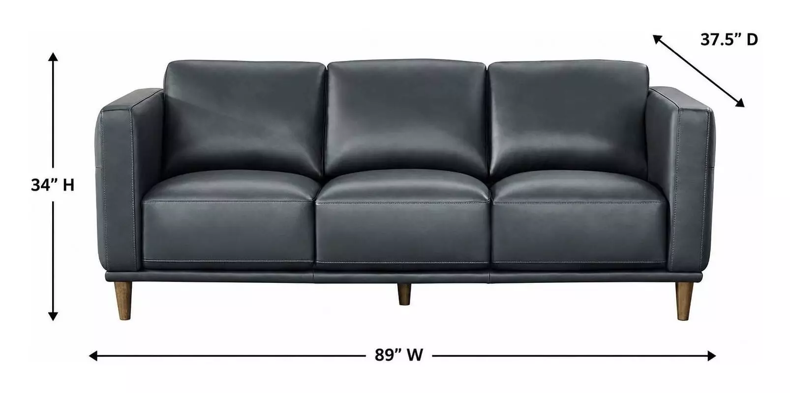 Beckett Midnight Blue Leather 89" Sofa