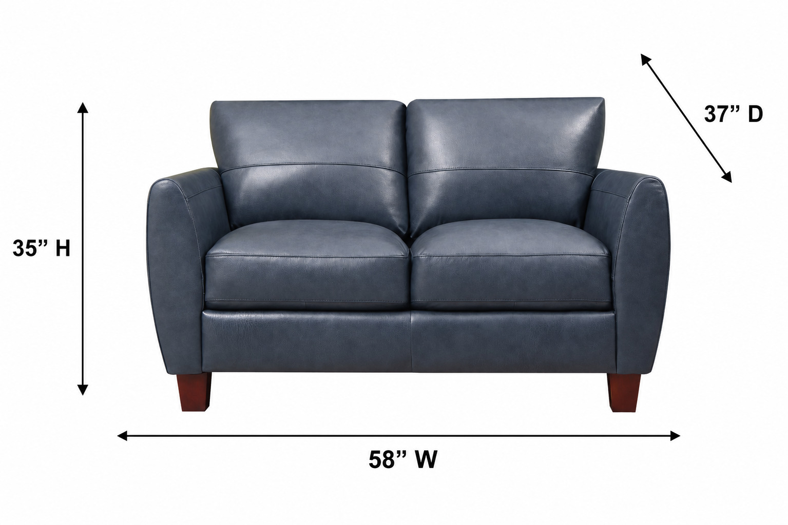 TerraTrek Ocean Blue Leather 58" Loveseat