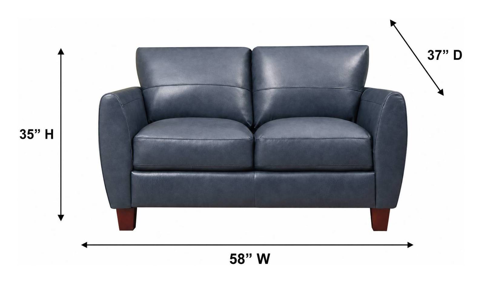 Traverse Ocean Blue Leather 58" Loveseat