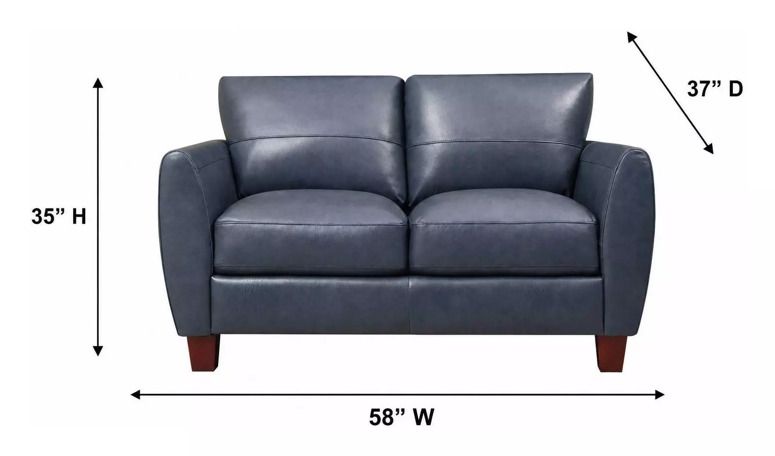 Traverse Ocean Blue Leather 58" Loveseat