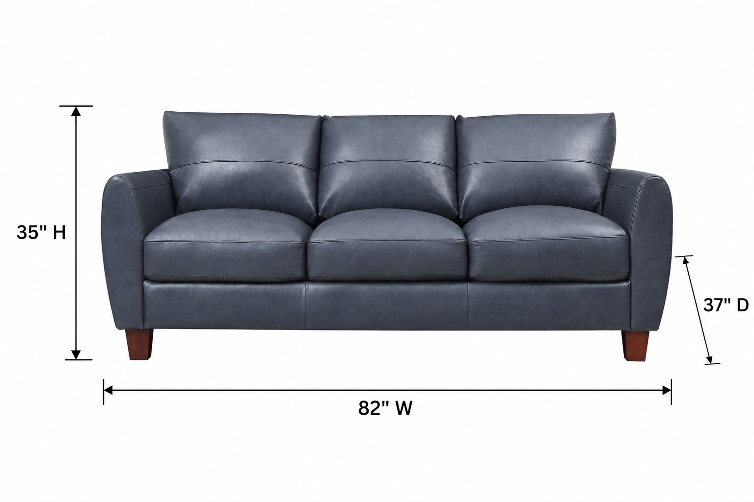 TerraTrek Ocean Blue Leather 82" Sofa
