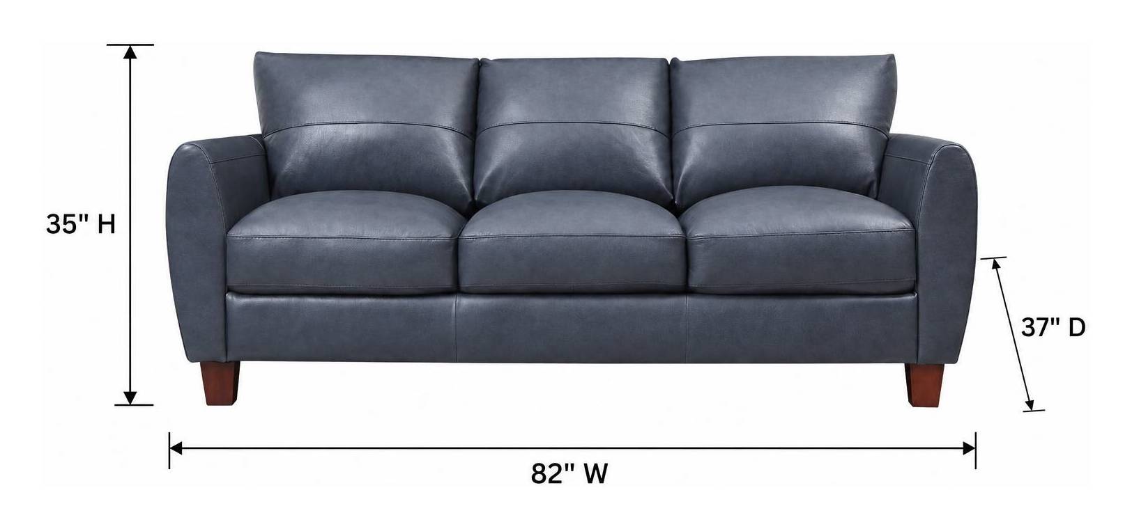 Traverse Ocean Blue Leather 82" Sofa