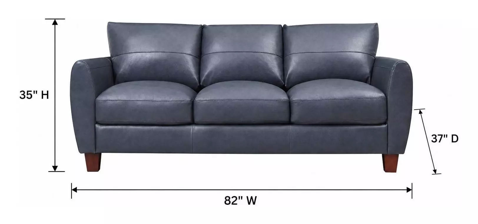 Traverse Ocean Blue Leather 82" Sofa