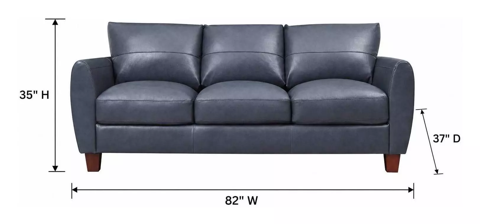 TerraTrek Ocean Blue Leather 82" Sofa