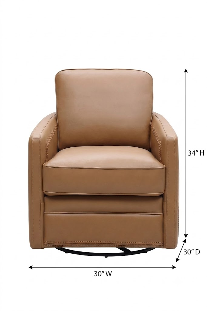 Turner Camel Leather Upholstered Swivel Glider Accent Chair