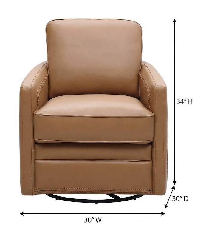 Turner Camel Leather Upholstered Swivel Glider Accent Chair