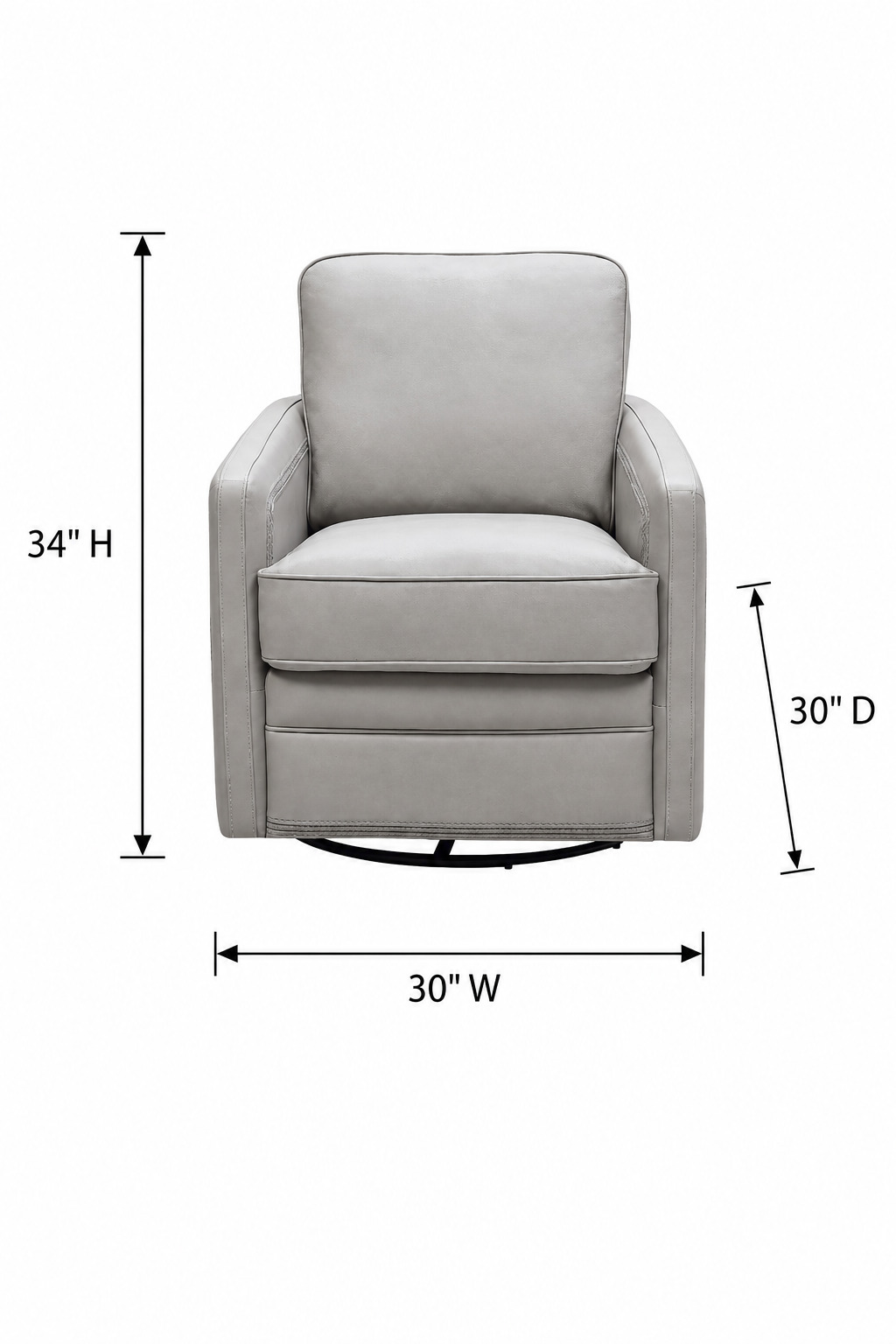 Turner Stone Leather Upholstered Swivel Glider Accent Chair