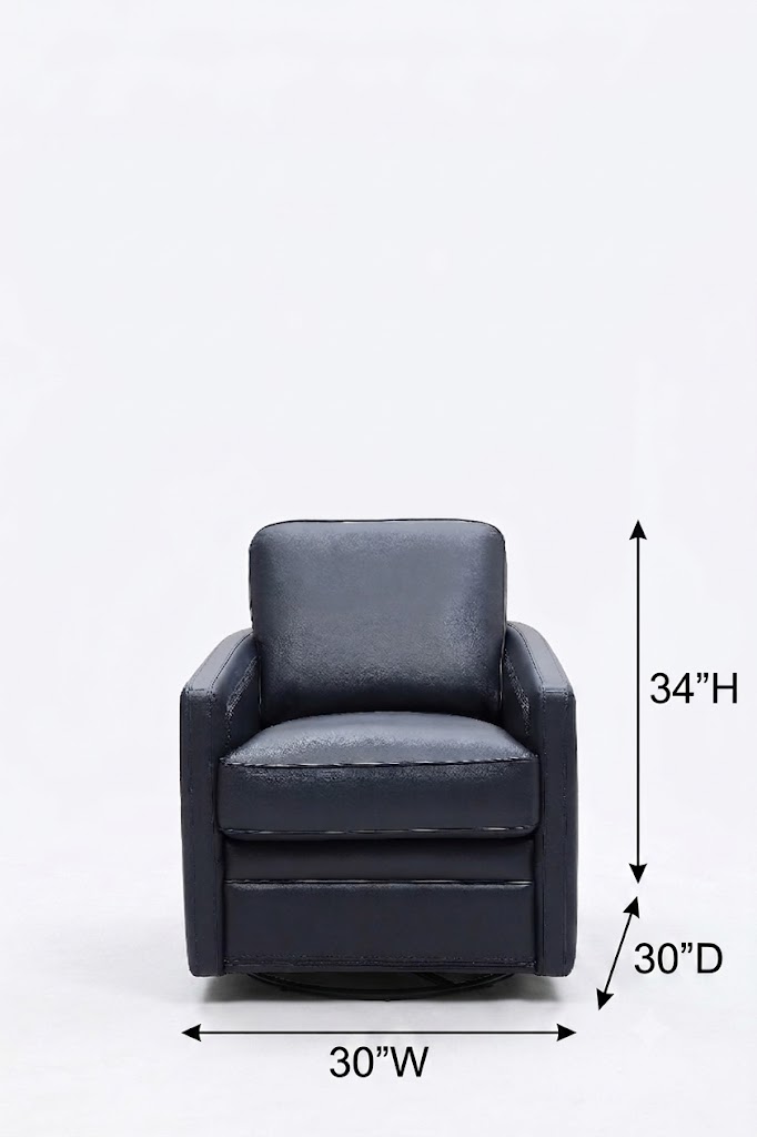 Turner Blue Leather Upholstered Swivel Glider Accent Chair