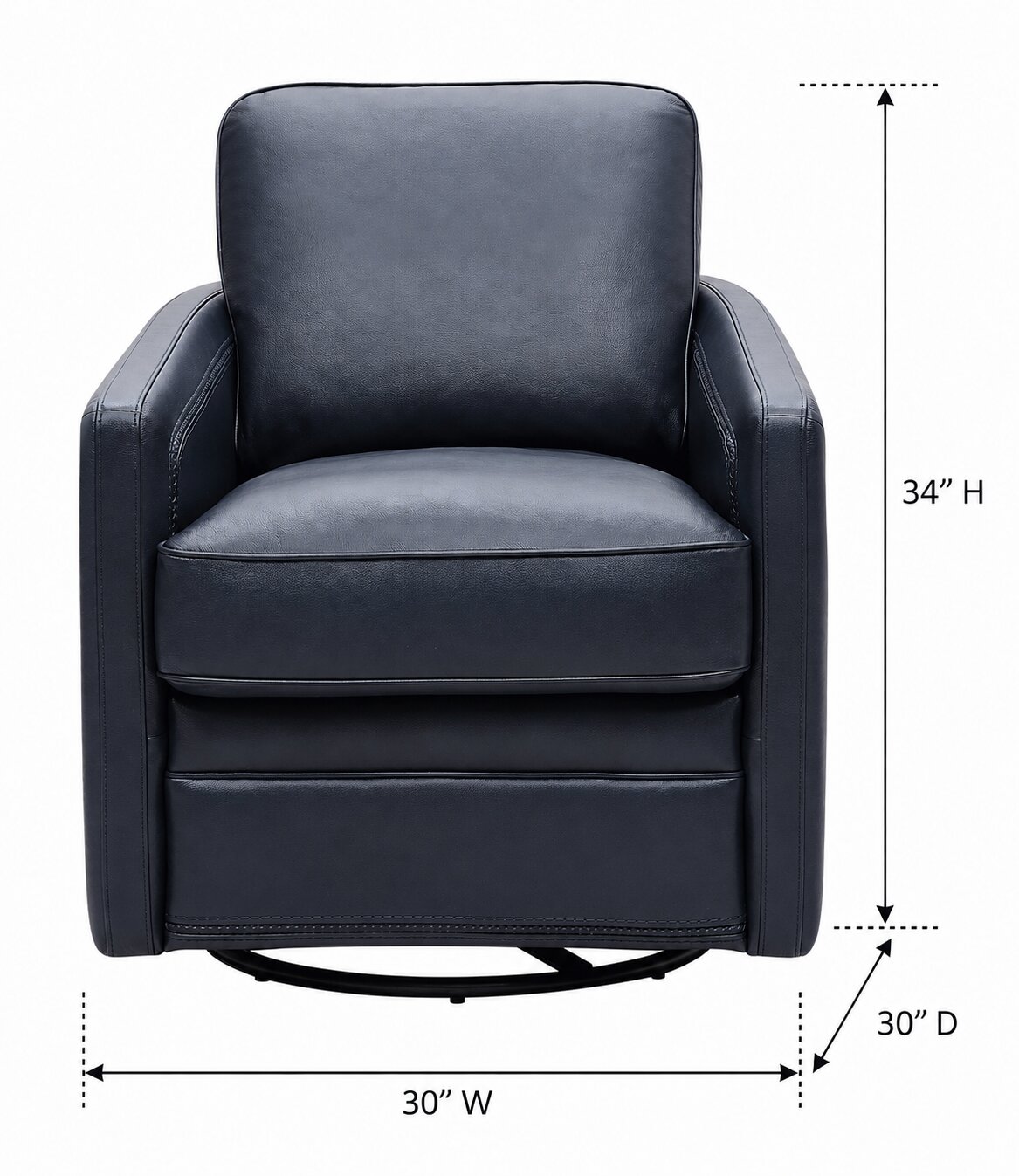 Turner Blue Leather Upholstered Swivel Glider Accent Chair