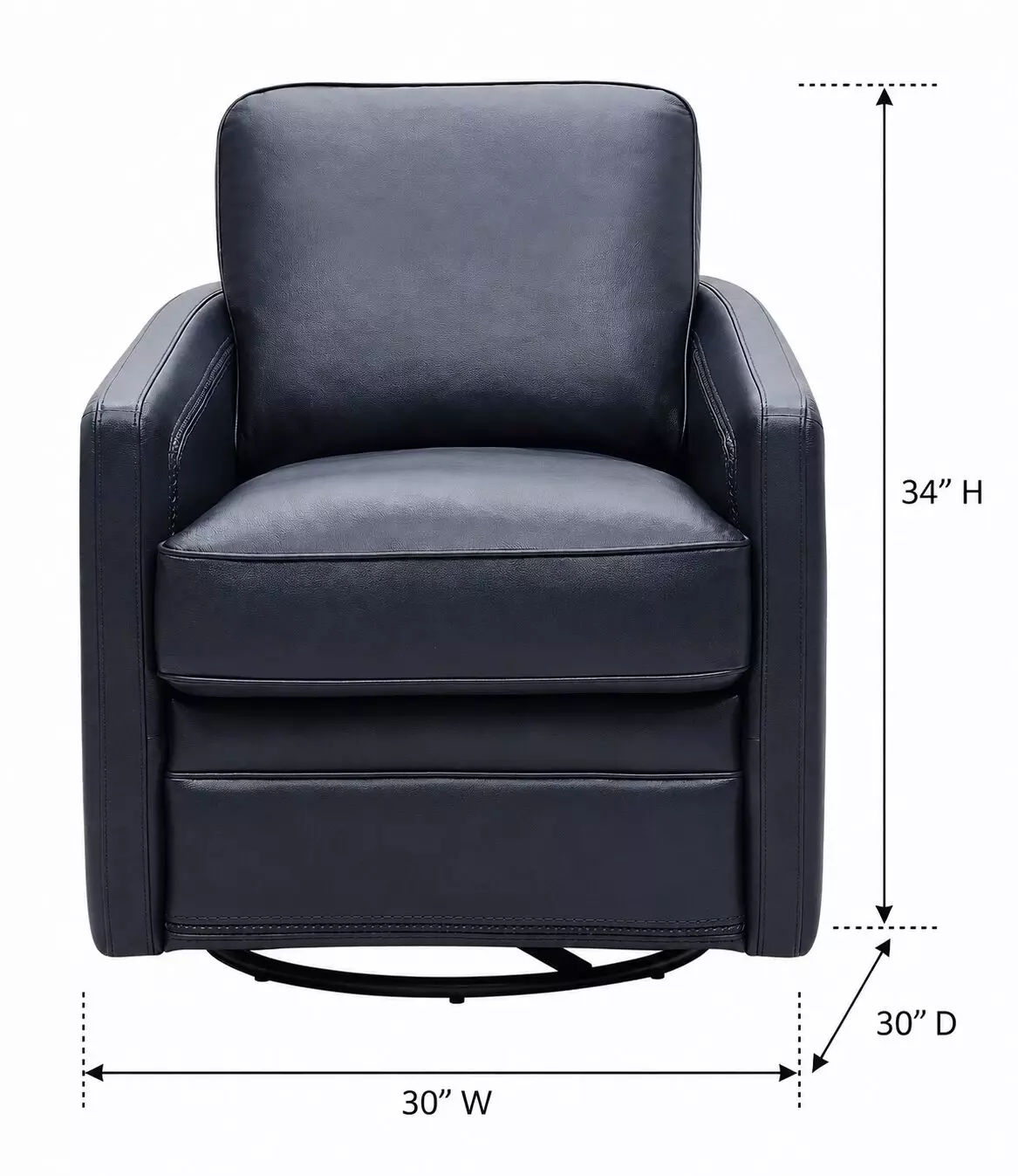 Turner Blue Leather Upholstered Swivel Glider Accent Chair