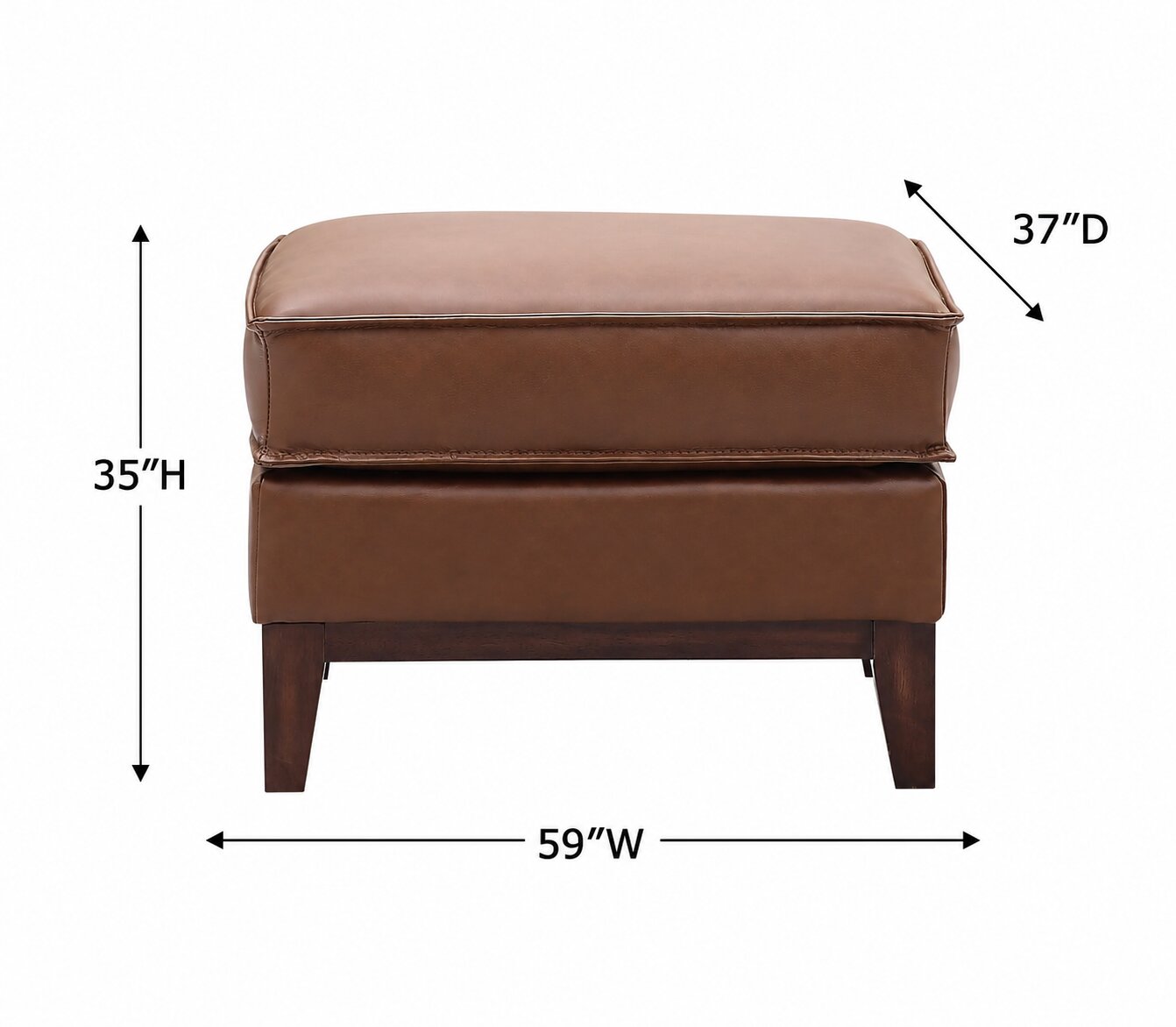 Weston Highland Saddle Leather Upholstered Rectangular Ottoman