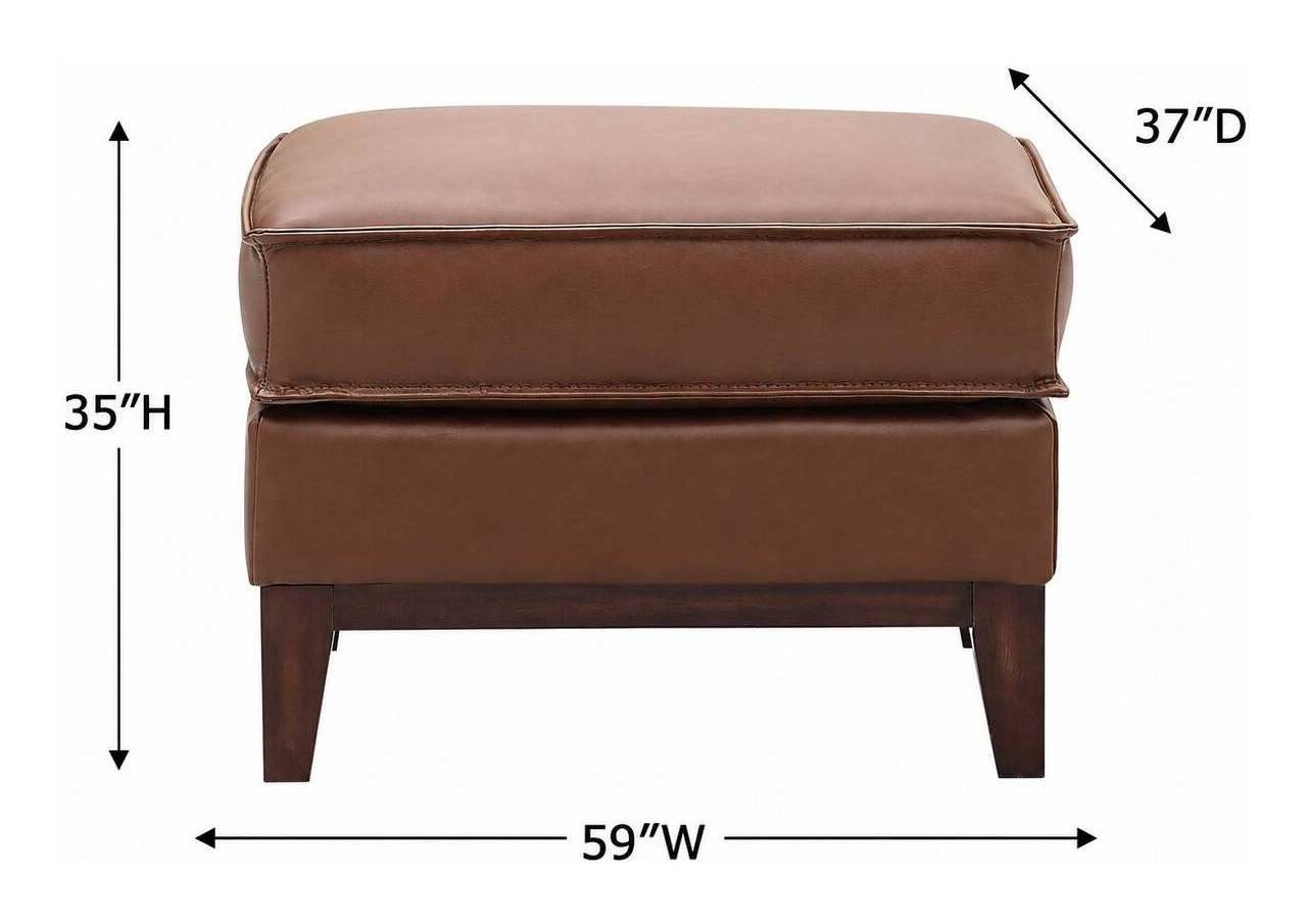Weston Highland Saddle Leather Upholstered Rectangular Ottoman