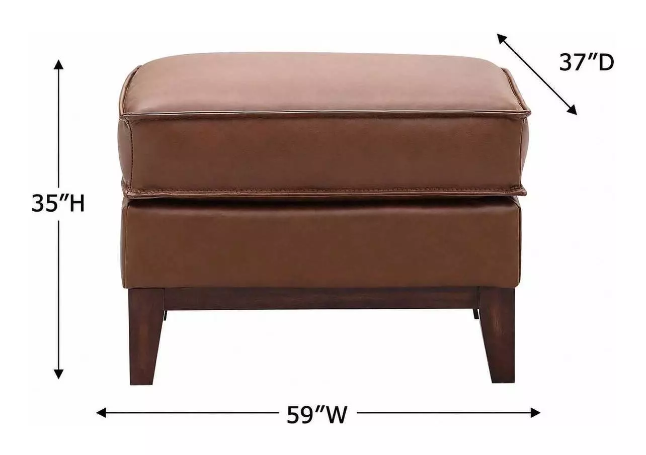 Weston Highland Saddle Leather Upholstered Rectangular Ottoman