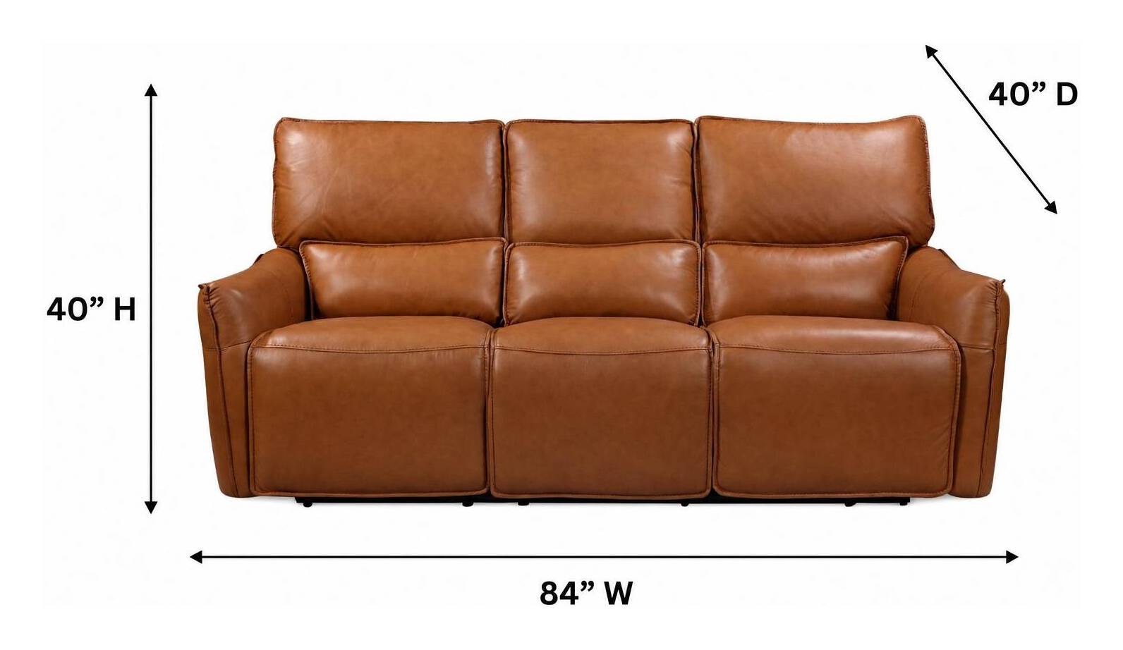 Portland Desert Leather 84" Lay Flat Power Reclining Sofa with Power Headrest and USB Charging