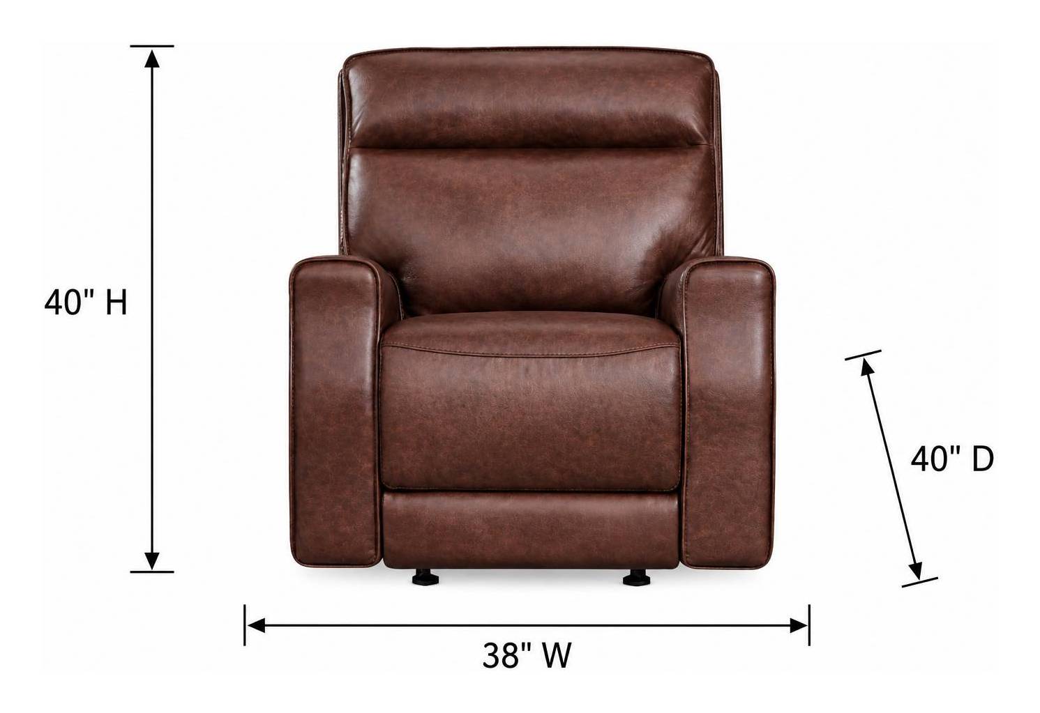 Sydney Brown Heritage Leather Glider Power Recliner with Power Headrest and USB Charging