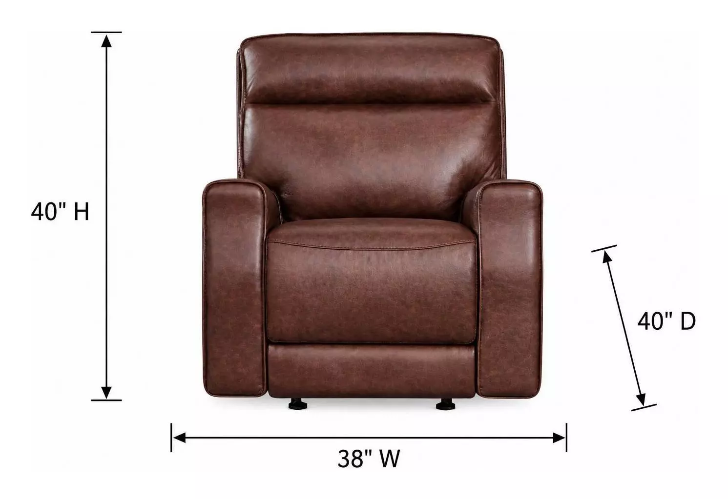 Sydney Brown Heritage Leather Glider Power Recliner with Power Headrest and USB Charging