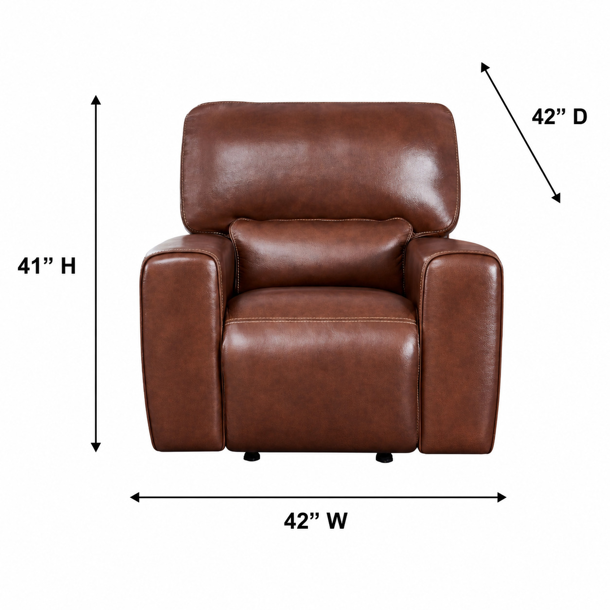 Broadway Brown Leather Glider Power Recliner with Power Headrest and USB Charging