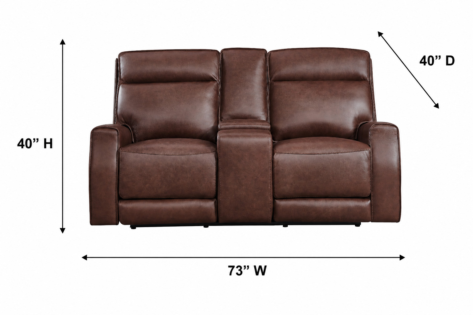 Sydney Brown Heritage Leather 73" Zero Gravity Power Reclining Console Loveseat with Power Headrest and USB Charging