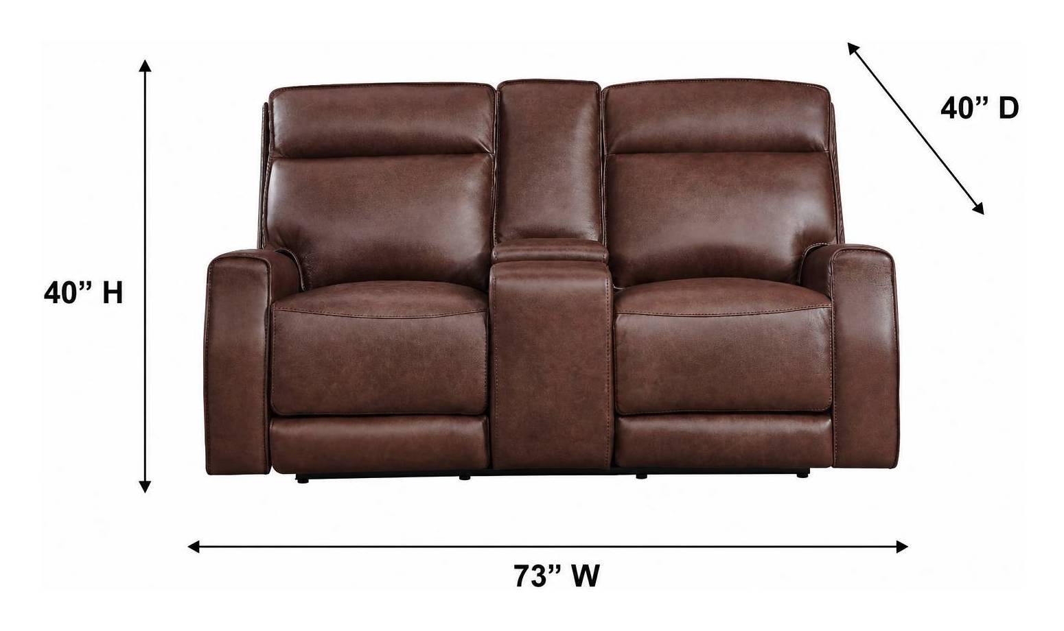 Sydney Brown Heritage Leather 73" Zero Gravity Power Reclining Console Loveseat with Power Headrest and USB Charging