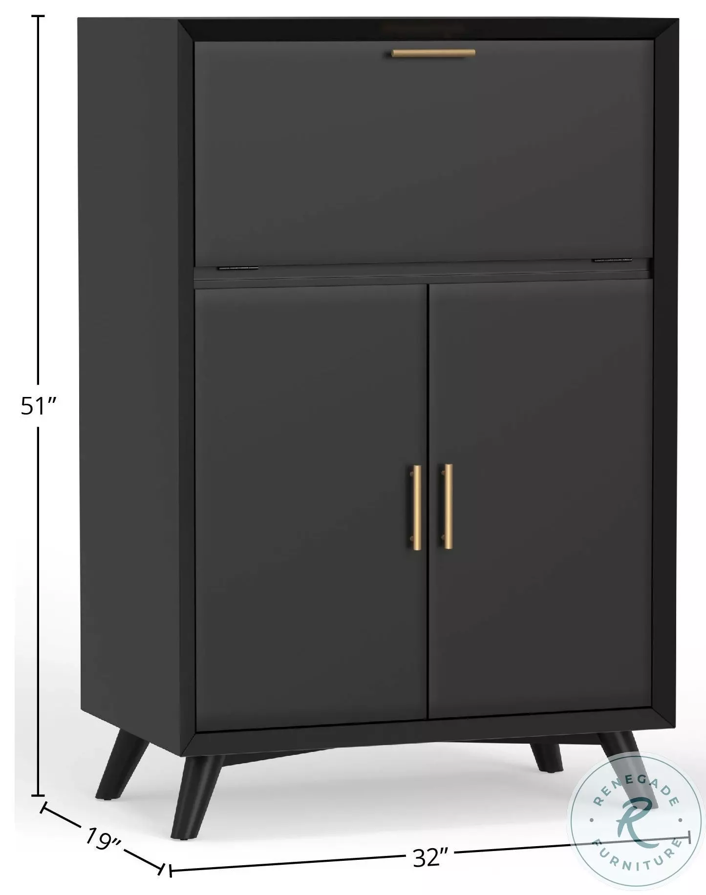 Flynn Black Large Bar Cabinet