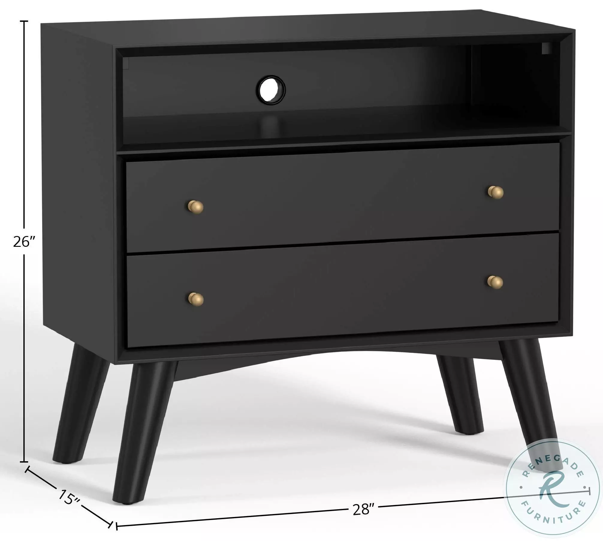 Flynn Black Large Nightstand