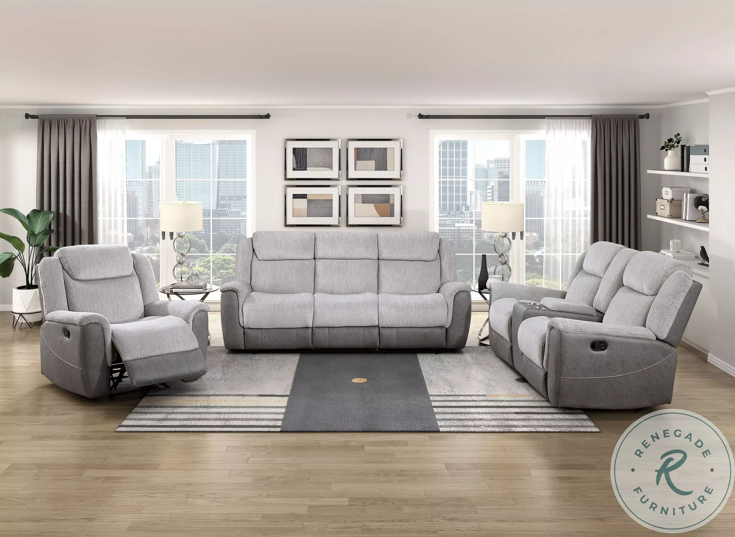 Harriette Gray Double Reclining Living Room Set from Homelegance